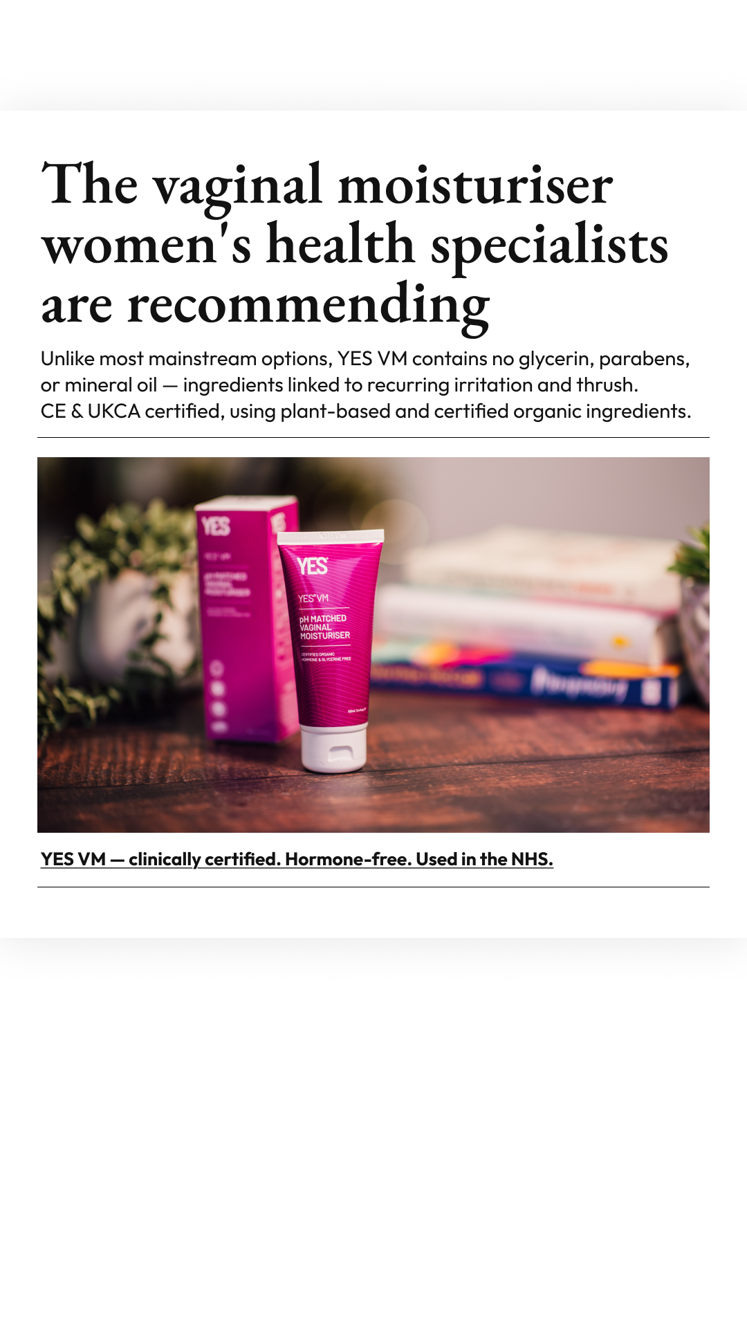 YES - The Organic Intimacy Company Facebook ad
