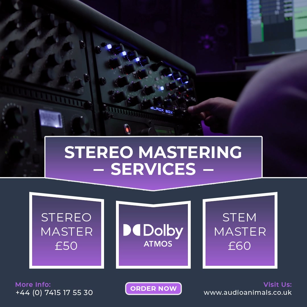 Audio Animals Ltd. Facebook ad: Mastering £50 Per Song