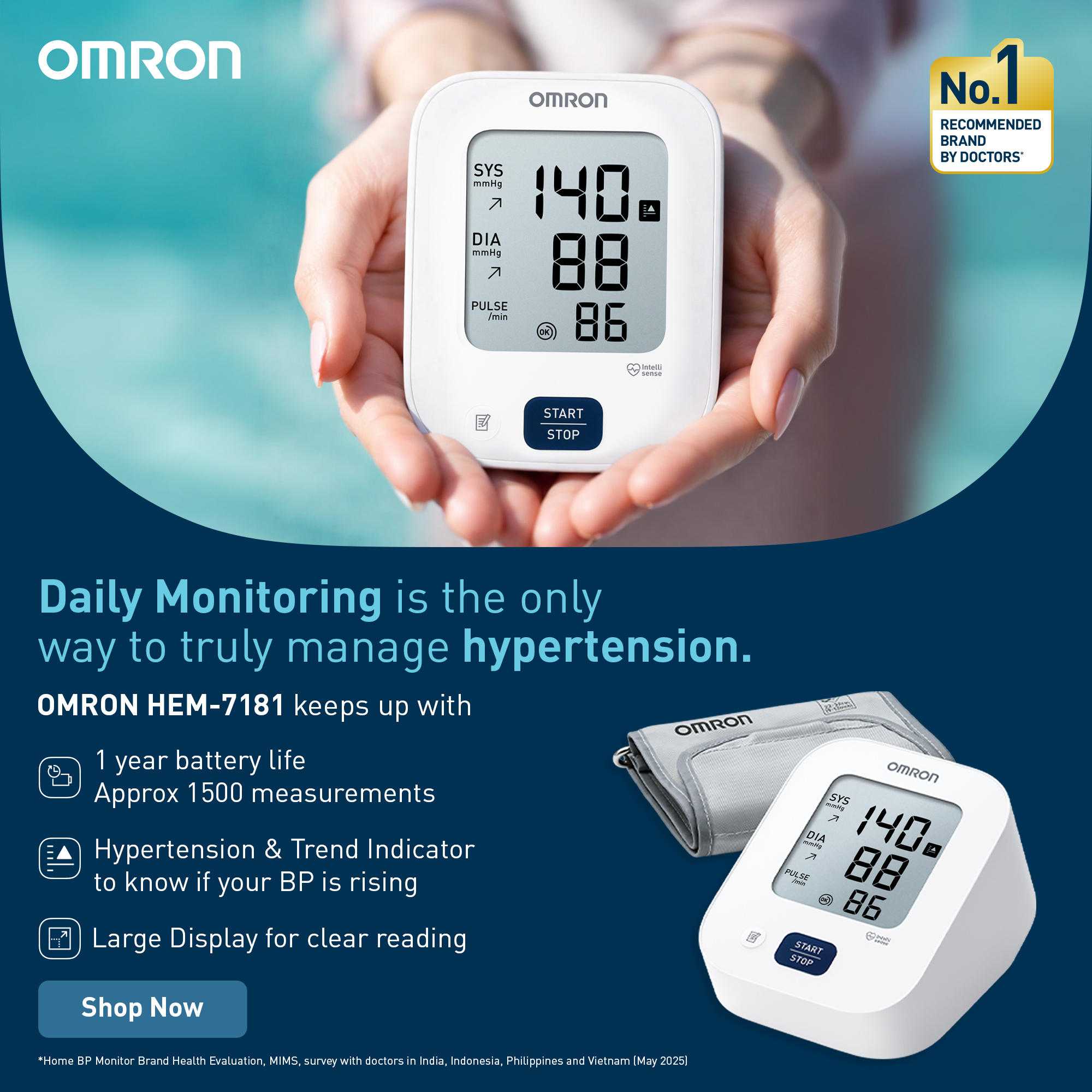 Omron Healthcare Facebook ad: Omron HEM-7181 Upper Arm Automatic Blood Pressure Monitor…
