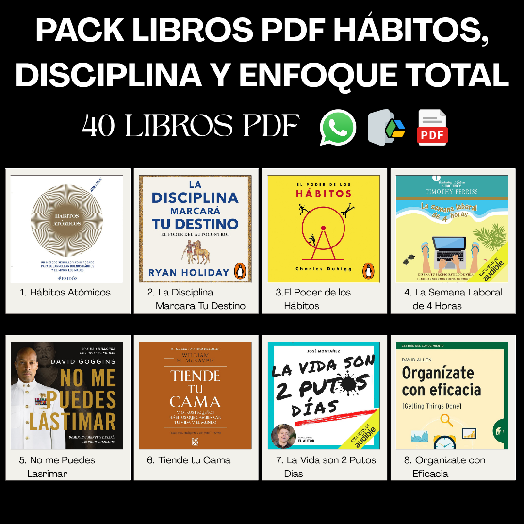 Educación Online Facebook ad: PACK LIBROS PDF HÁBITOS, DISCIPLINA Y ENFOQUE TOTAL