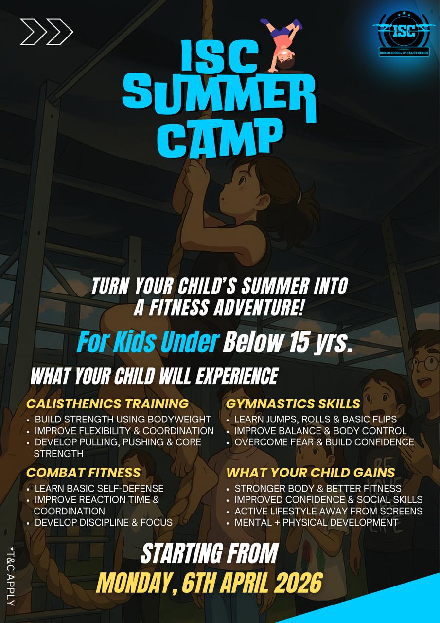 ISC - Indian School of Calisthenics Facebook ad: Book Your Child's Spot Now!