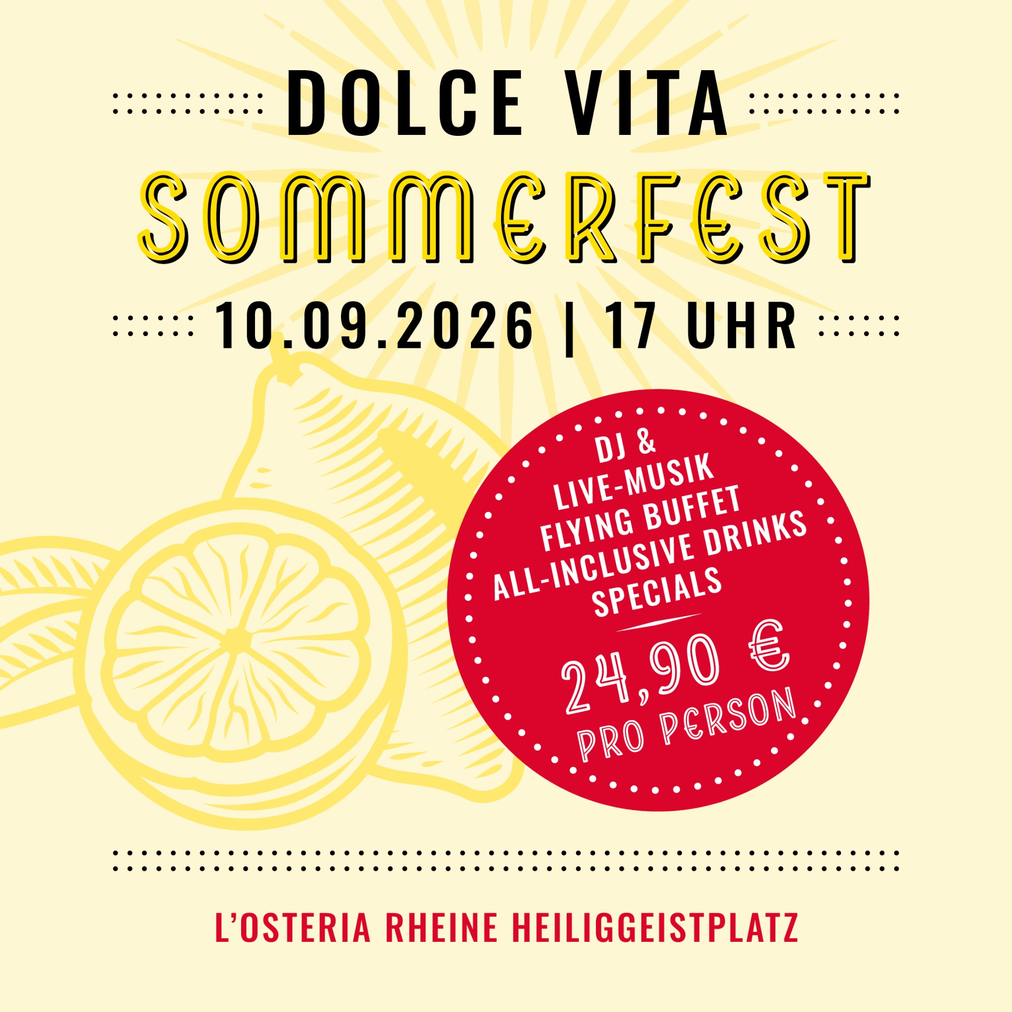 L’Osteria Rheine Heiliggeistplatz Facebook ad: Dolce Vita in Rheine