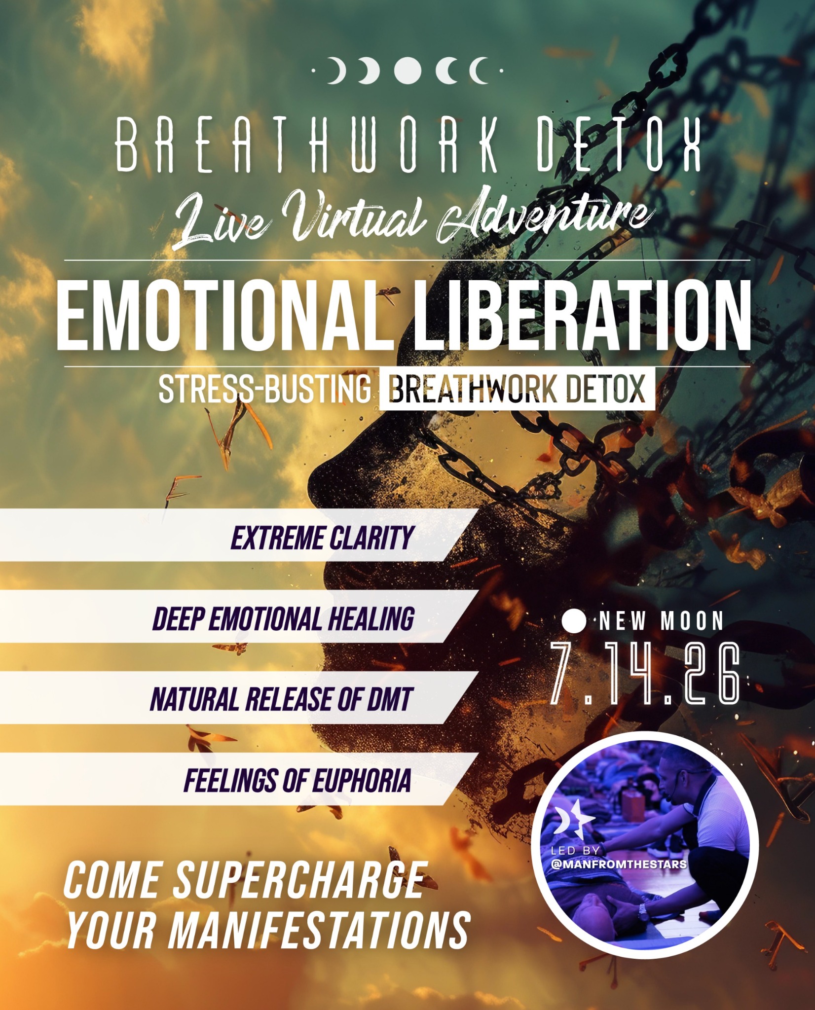 Breathwork Detox Facebook ad: Tuesday, • July 14th • 5 30 PM PST