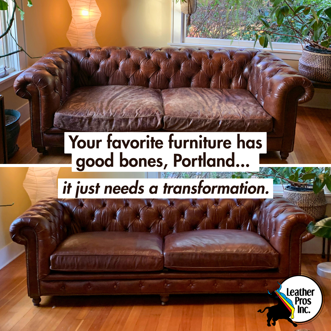 Leather Pros Inc & Upholstery Facebook ad: Your favorite furniture has good bones, Portland!
