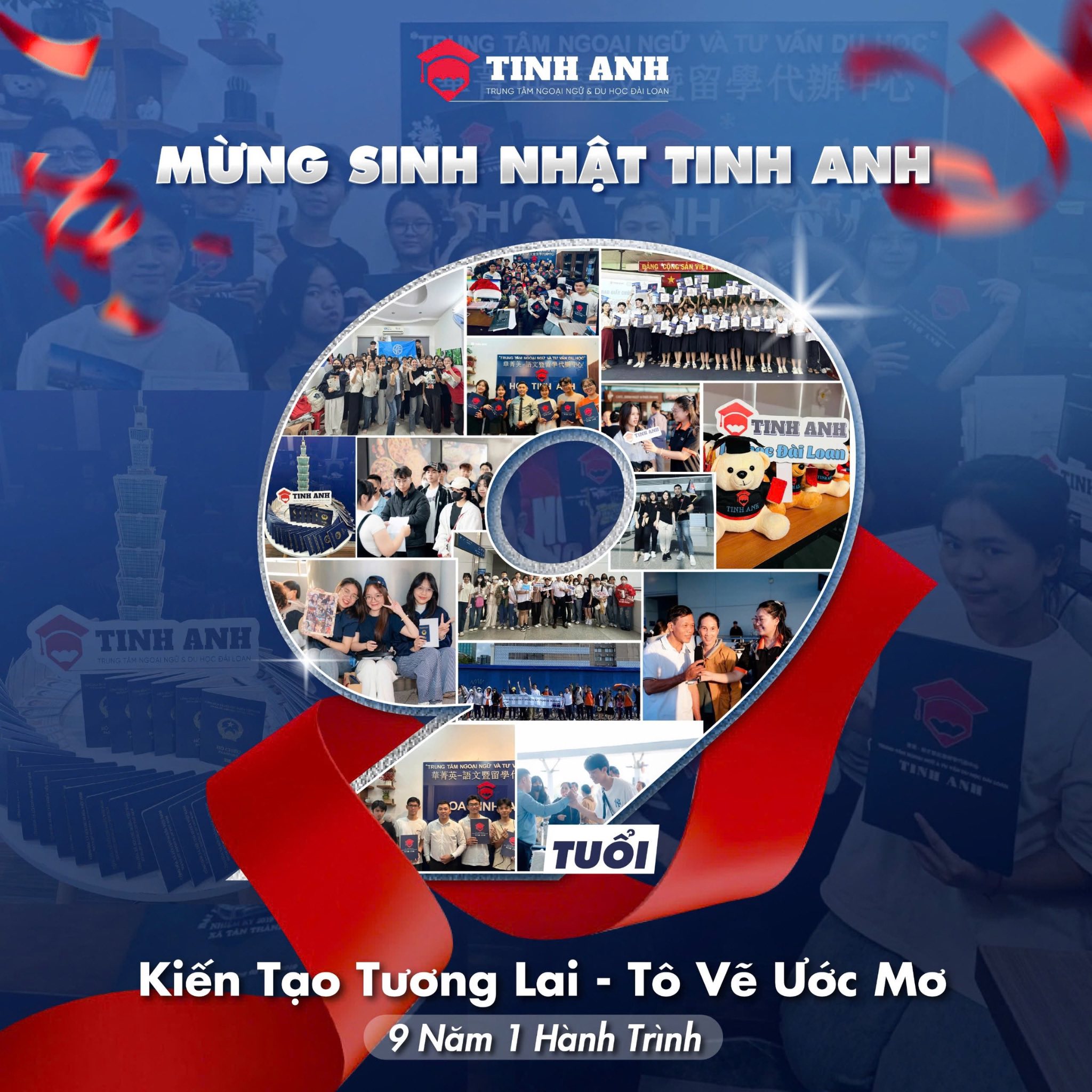 Trung tâm ngoại ngữ & Du học Đài Loan - Tinh Anh - 菁英 語文暨台灣留學代辦中心 Facebook ad: 9 NĂM 1 HÀNH TRÌNH, KIẾN TẠO TƯƠNG…