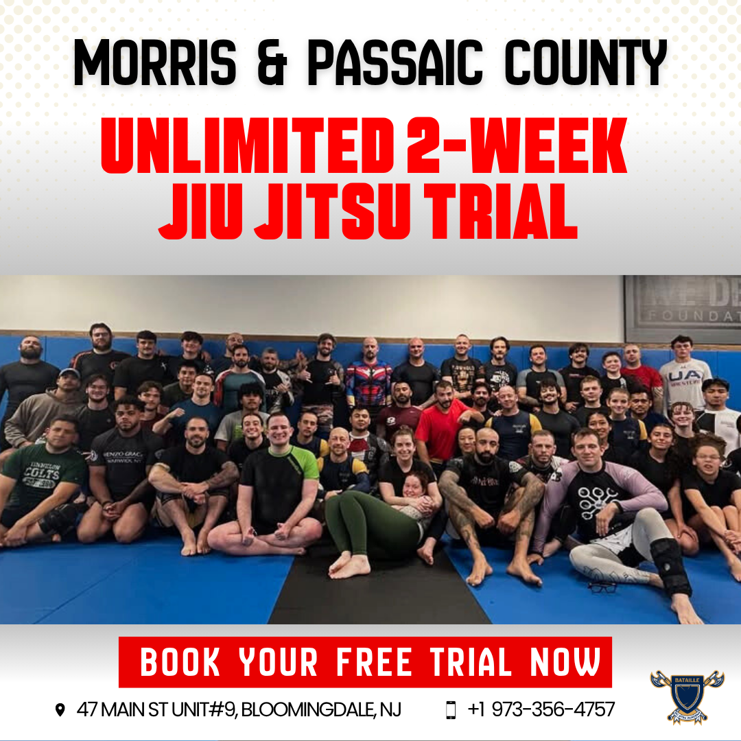 Bataille Jiu Jitsu Academy Facebook ad: UNLIMITED 2-WEEK JIU JITSU TRIAL