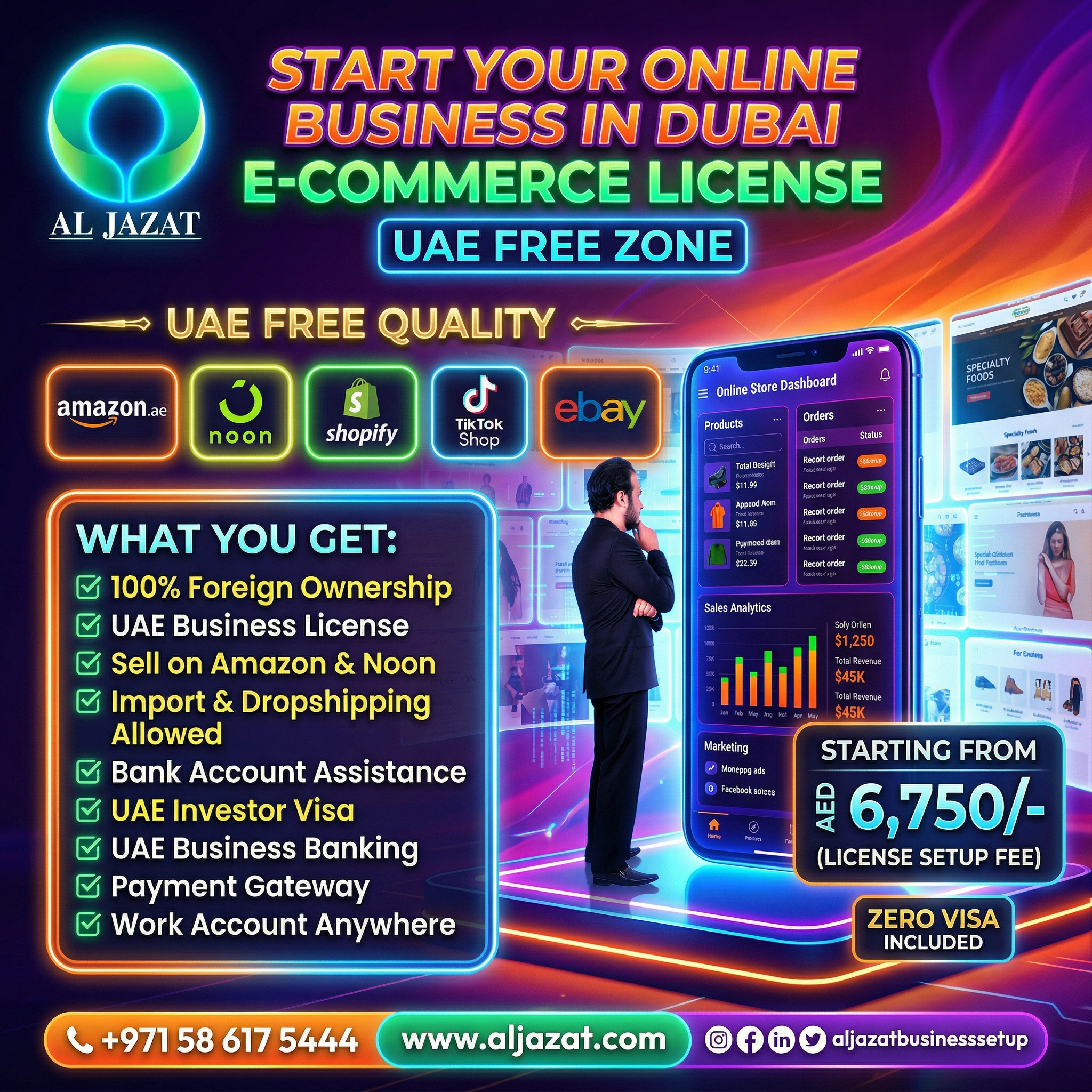 Al Jazat Business Set Up Facebook ad: Your Online Business.