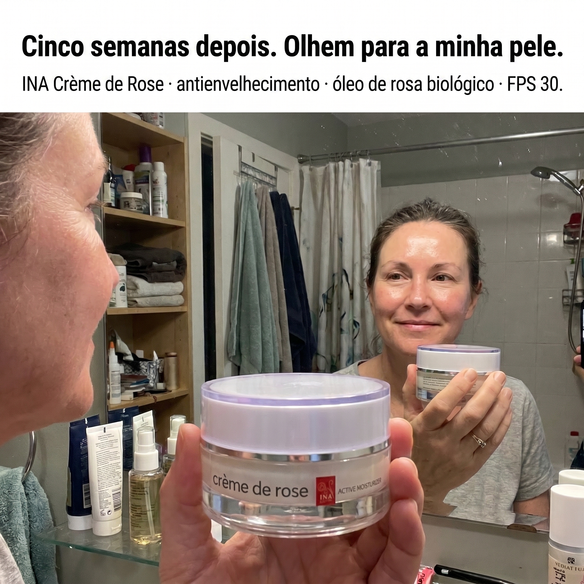 InaEssentials.PT - Cosméticos Orgânicos Familiares Facebook ad: Cinco semanas. Olha para a minha pele.