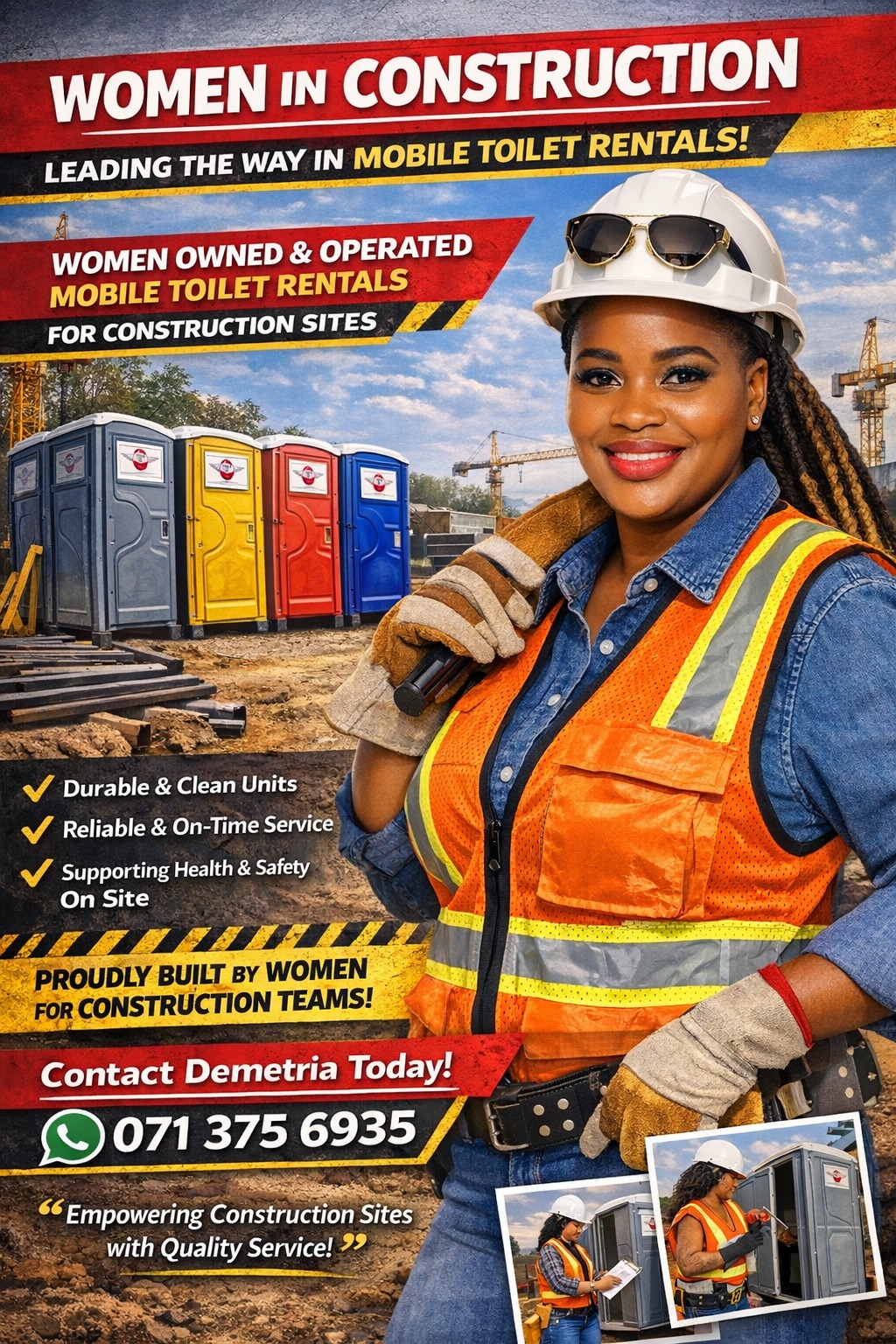 SAVS Luxury Ablutions Zw Facebook ad: Women Leading the Way in Construction Support!