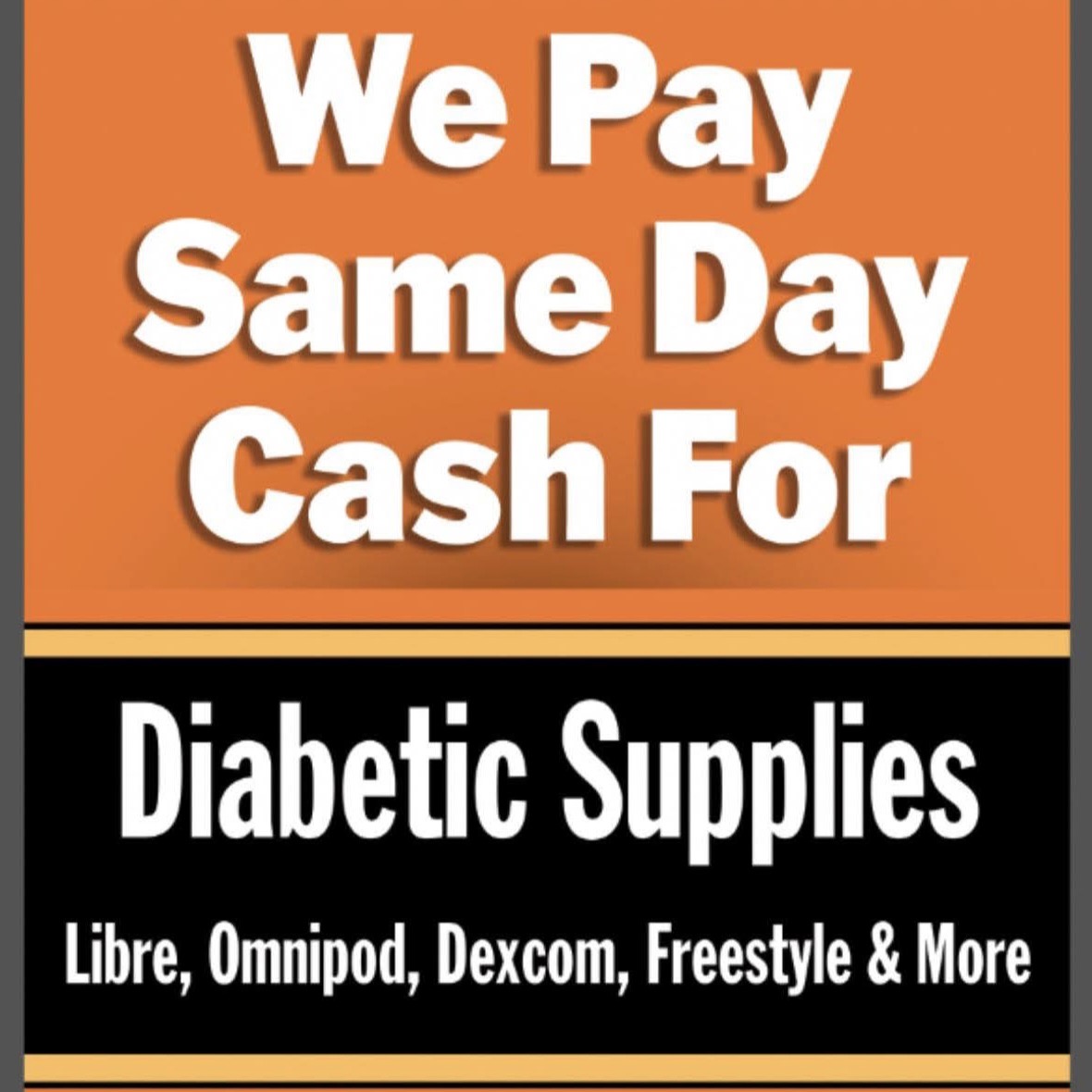 Techplus Facebook ad: Got Extra Diabetic Supplies? Cash Today.