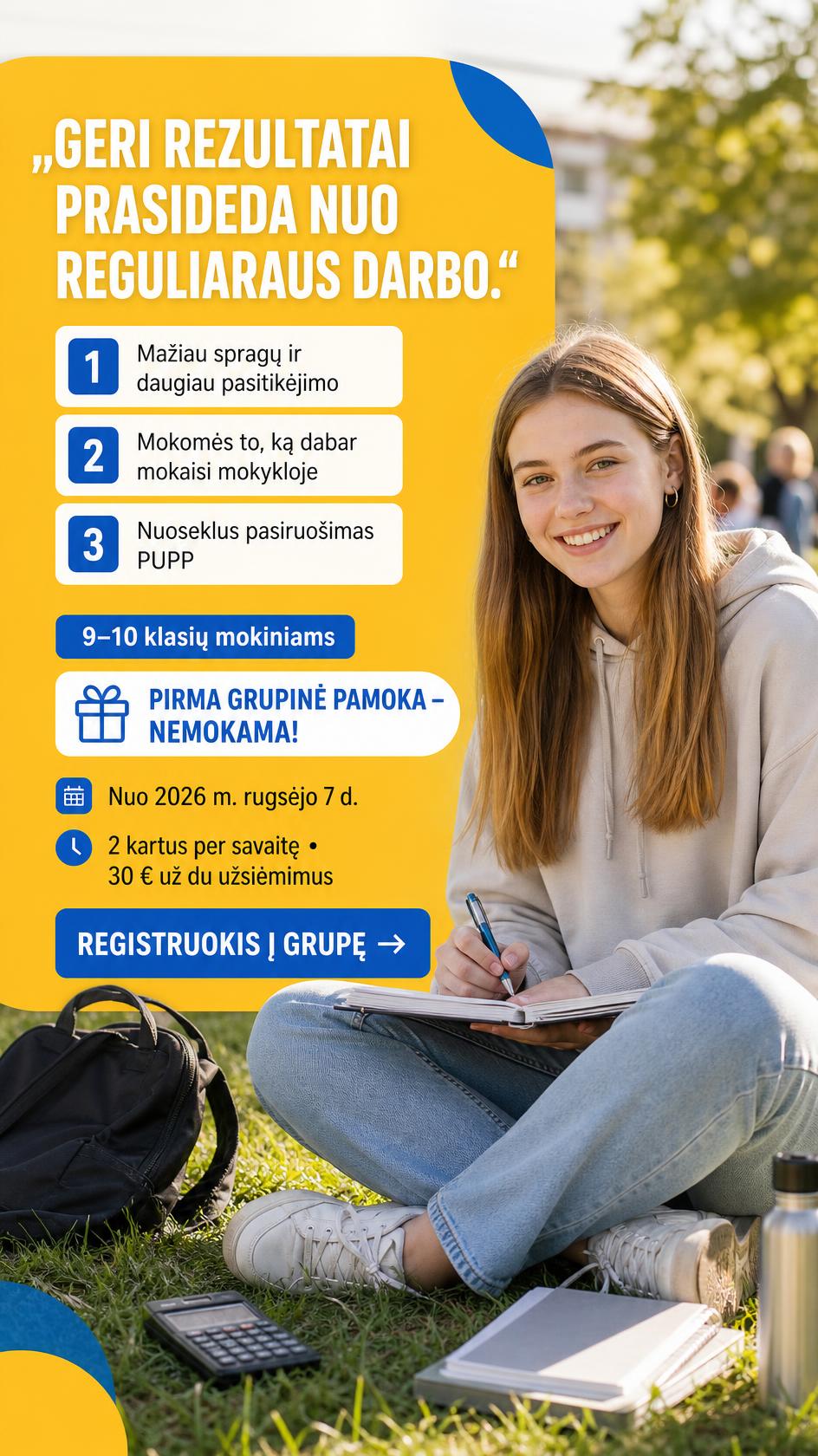 Korepetitorius Matematikos Facebook ad from Aug 23, 2026