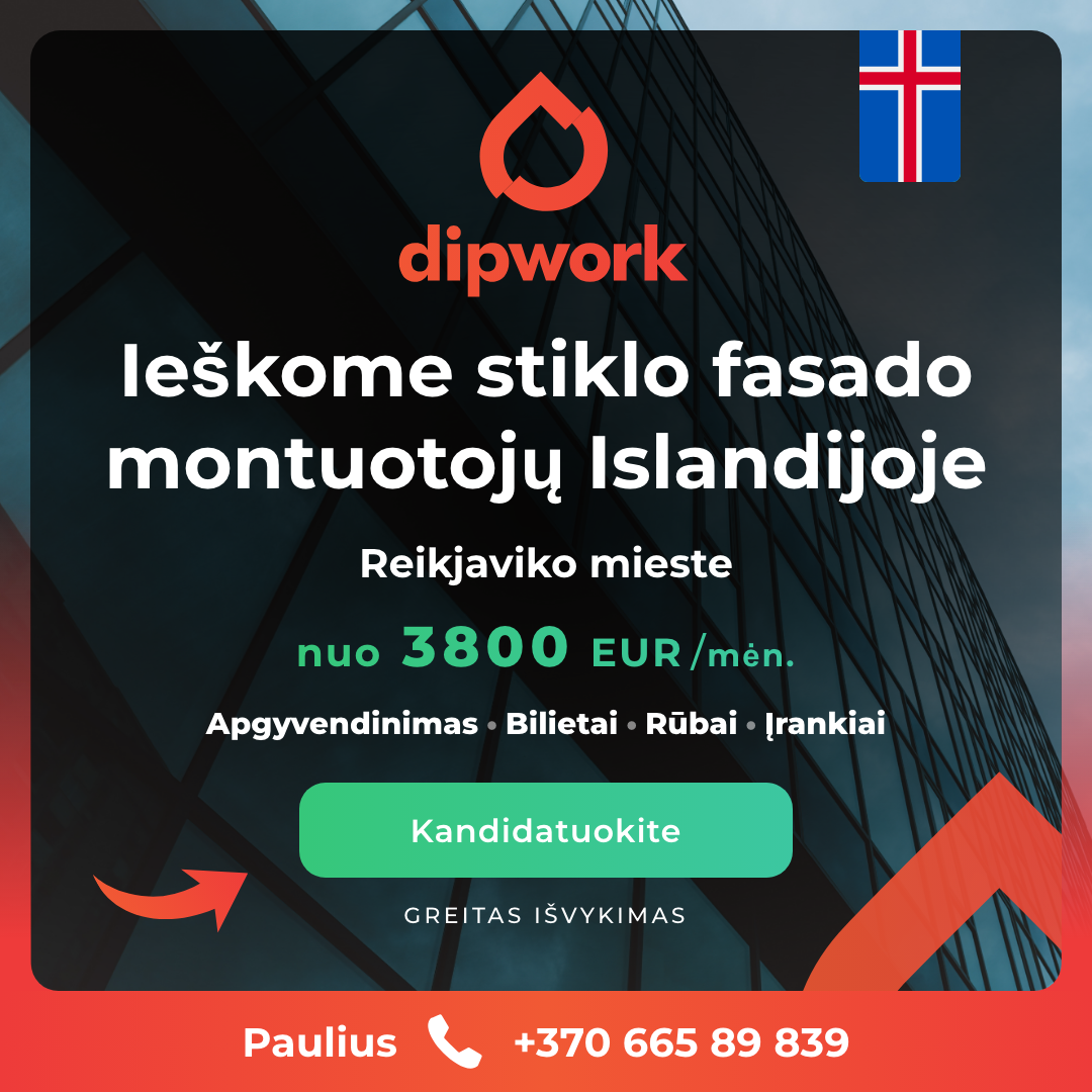 Dipwork Lietuva Facebook ad: Atlyginimas nuo 3800 EUR/mėn