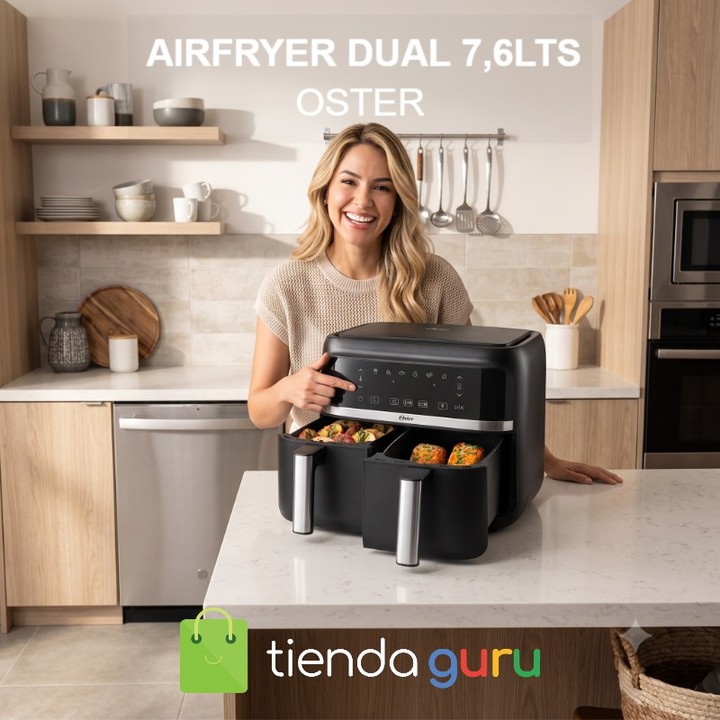 TiendaGuru.com Facebook ad: Freidora De Aire Dual OSTER 7,6 Lts 6func Antiadherente Af7m
