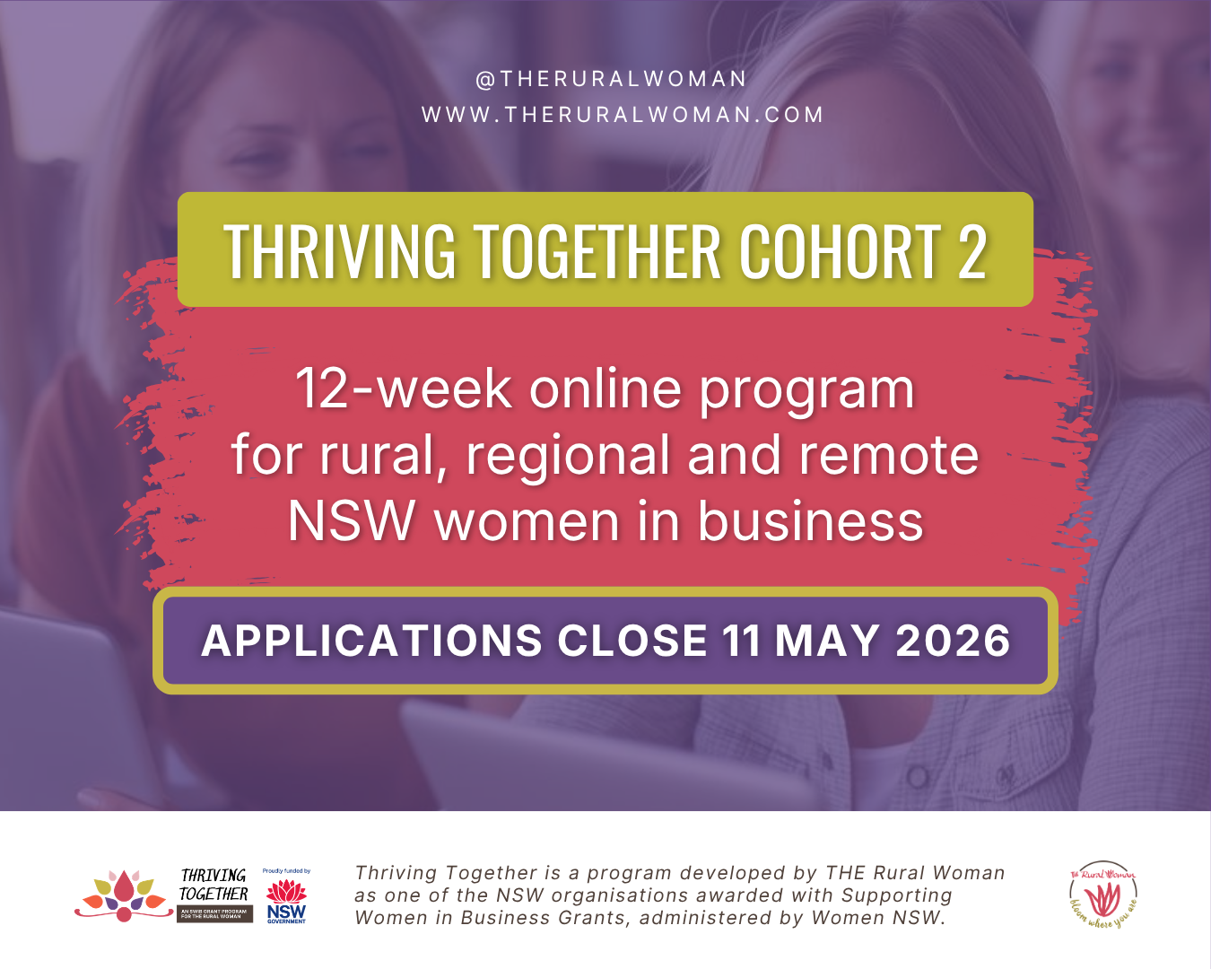 The Rural Woman Facebook ad: Apply for Thriving Together Cohort 2