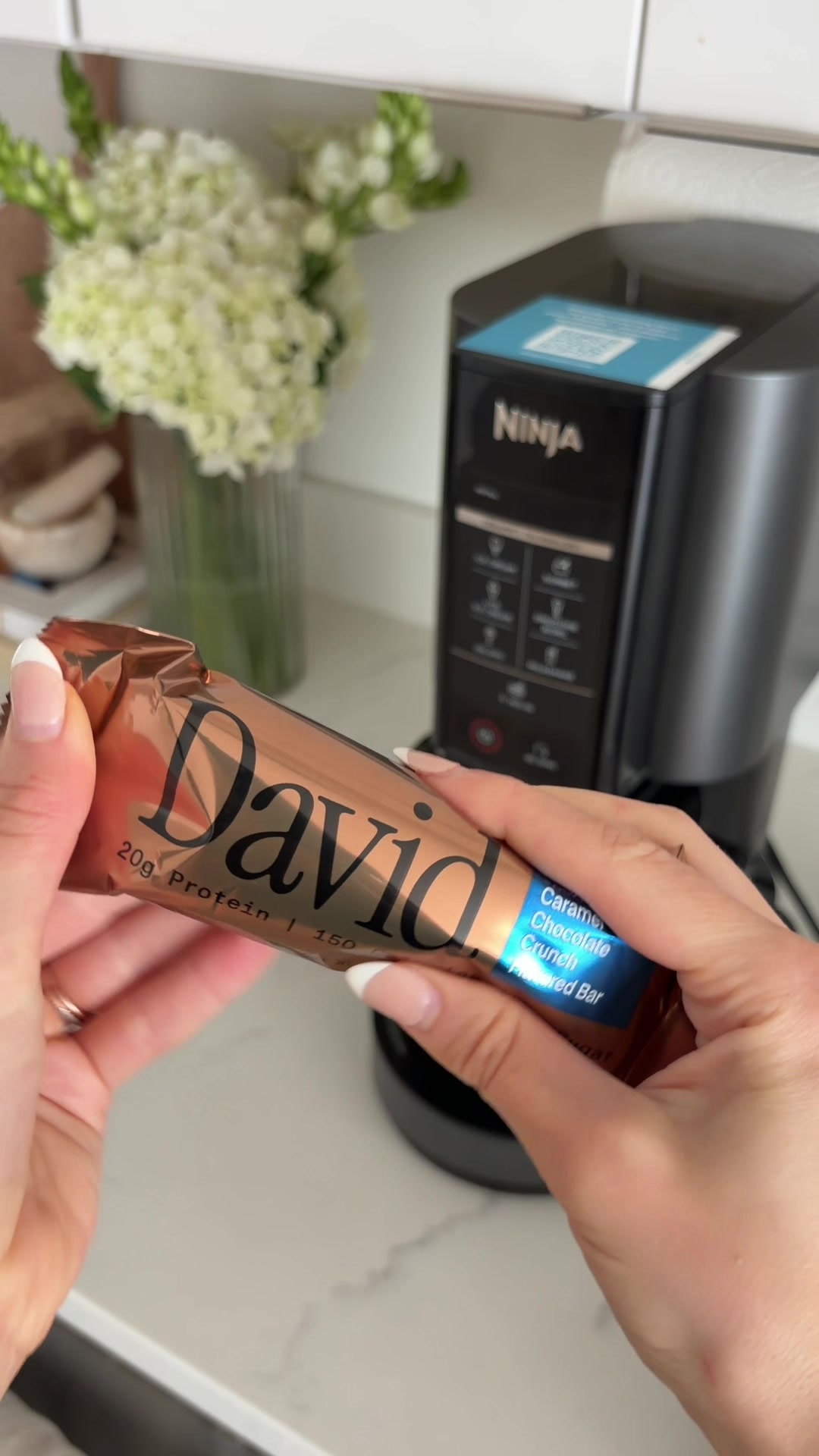 David Protein Facebook ad: 20g Protein. 150 Calories. 0g Sugar.