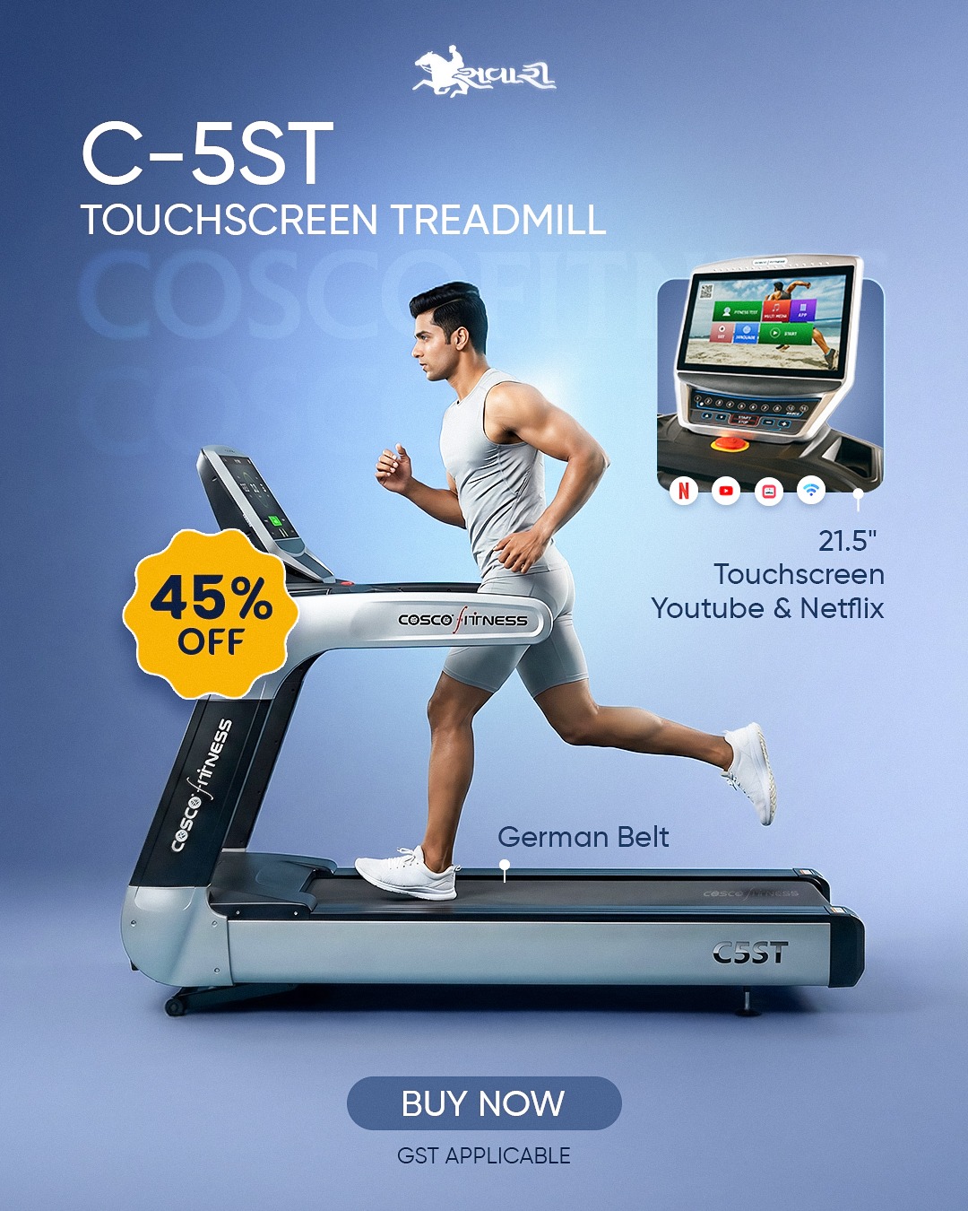 Savari Cycles Facebook ad: 45% Off C-5ST Treadmill!