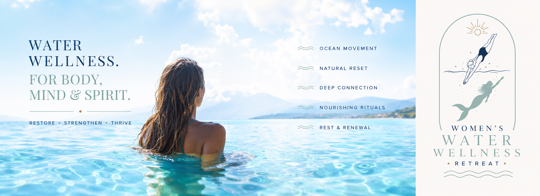 Women's Water Wellness Retreat Facebook ad: Salt. Water. Reset.