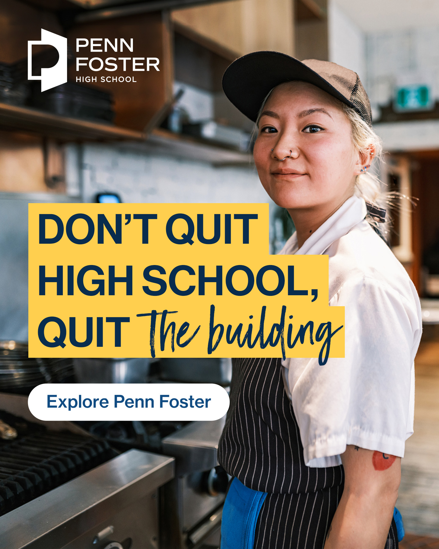 Penn Foster Facebook ad: Flexible learning. Fewer barriers.