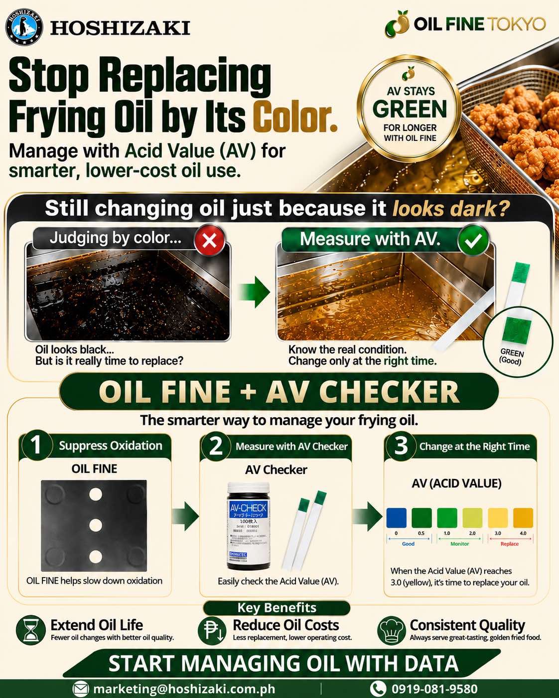 Hoshizaki Philippines Corporation Facebook ad: OIL FINE helps restaurants manage frying operations more…