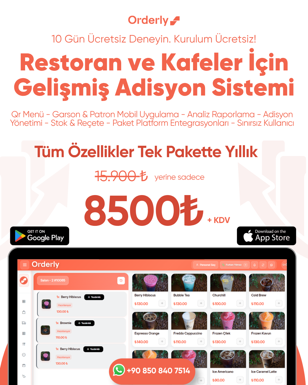 Orderly POS Facebook ad: 10 gün ücretsiz deneyin!
