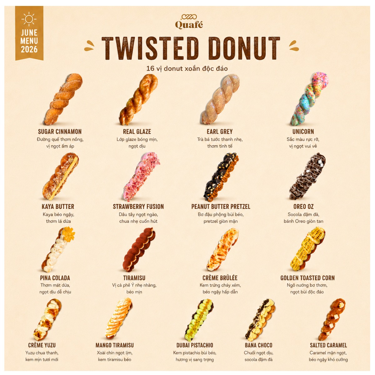 Quafe Donut & Coffee Facebook ad: JUNE MENU IS HERE