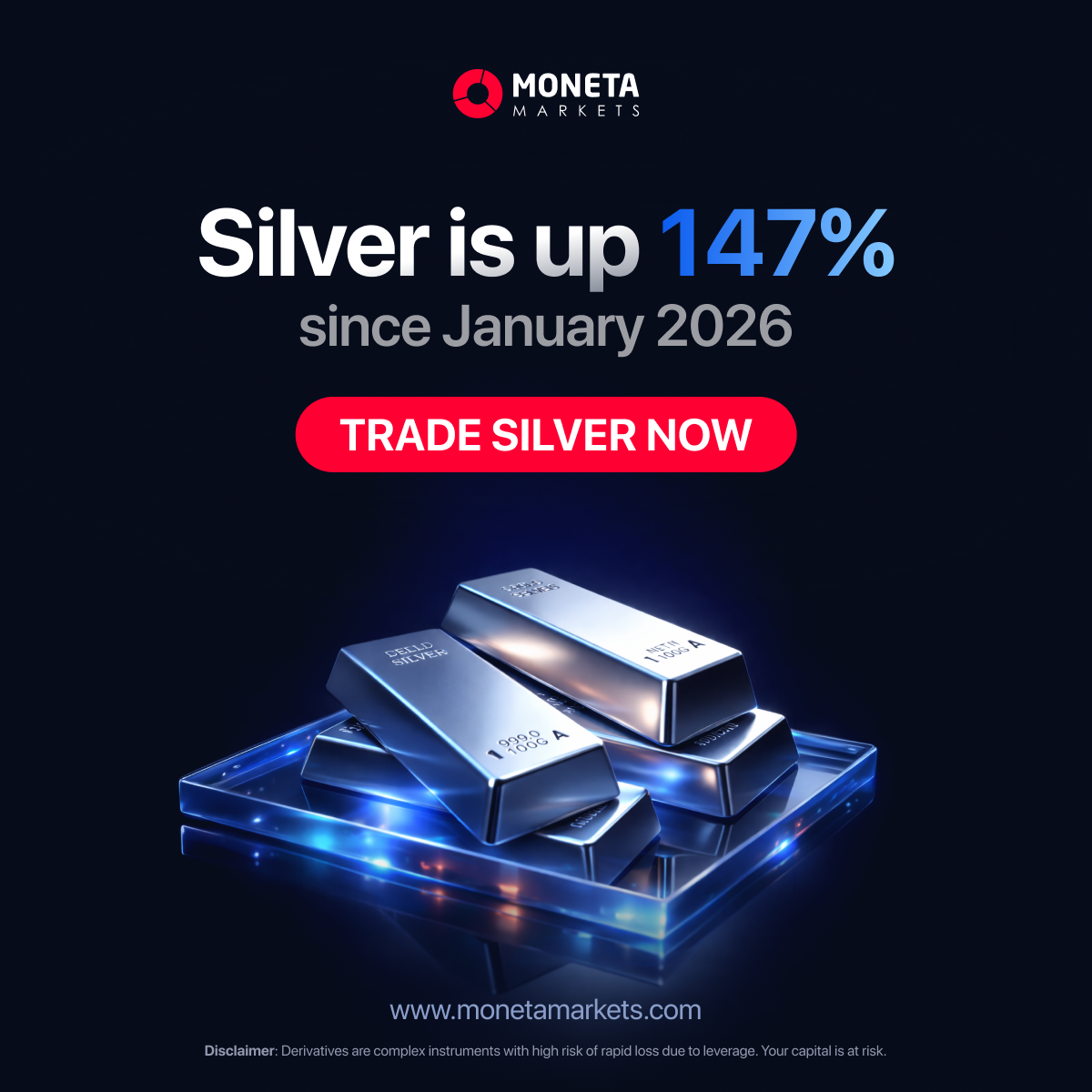 Moneta Africa Facebook ad: Follow silver prices in real time, Moneta Markets