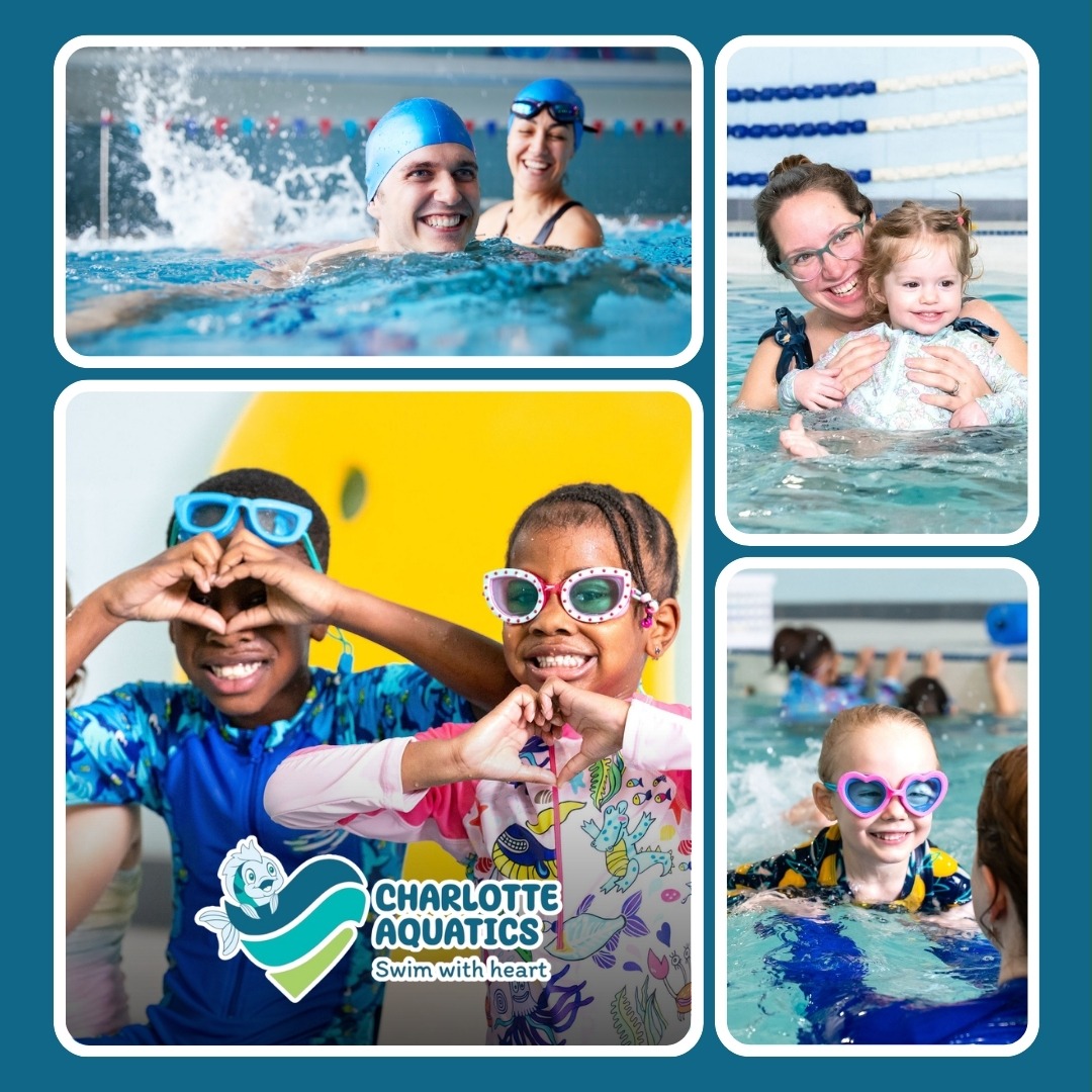 Charlotte Aquatics Facebook ad: Hey parents! Learning to swim isn't just a…