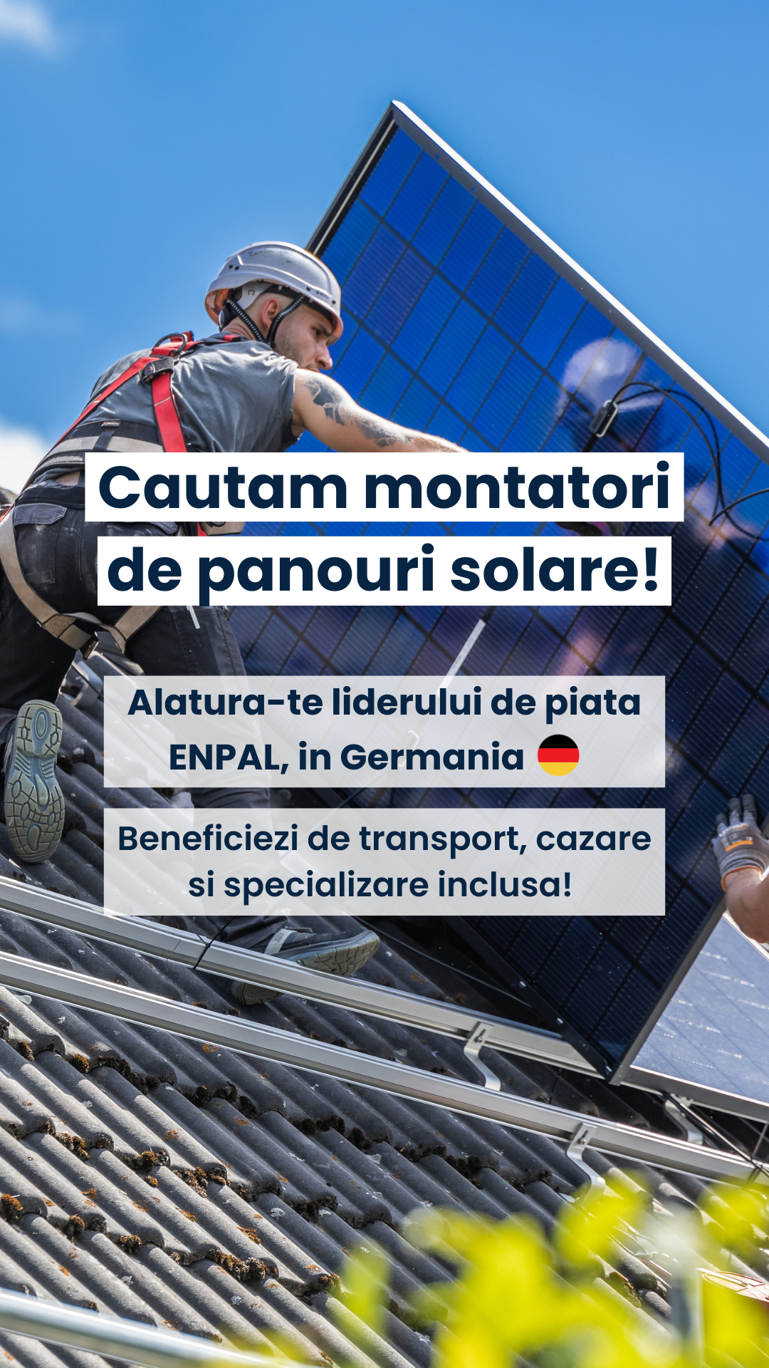 Enpal Karriere Facebook ad: Se caută, imediat: Instalator pentru sisteme fotovoltaice