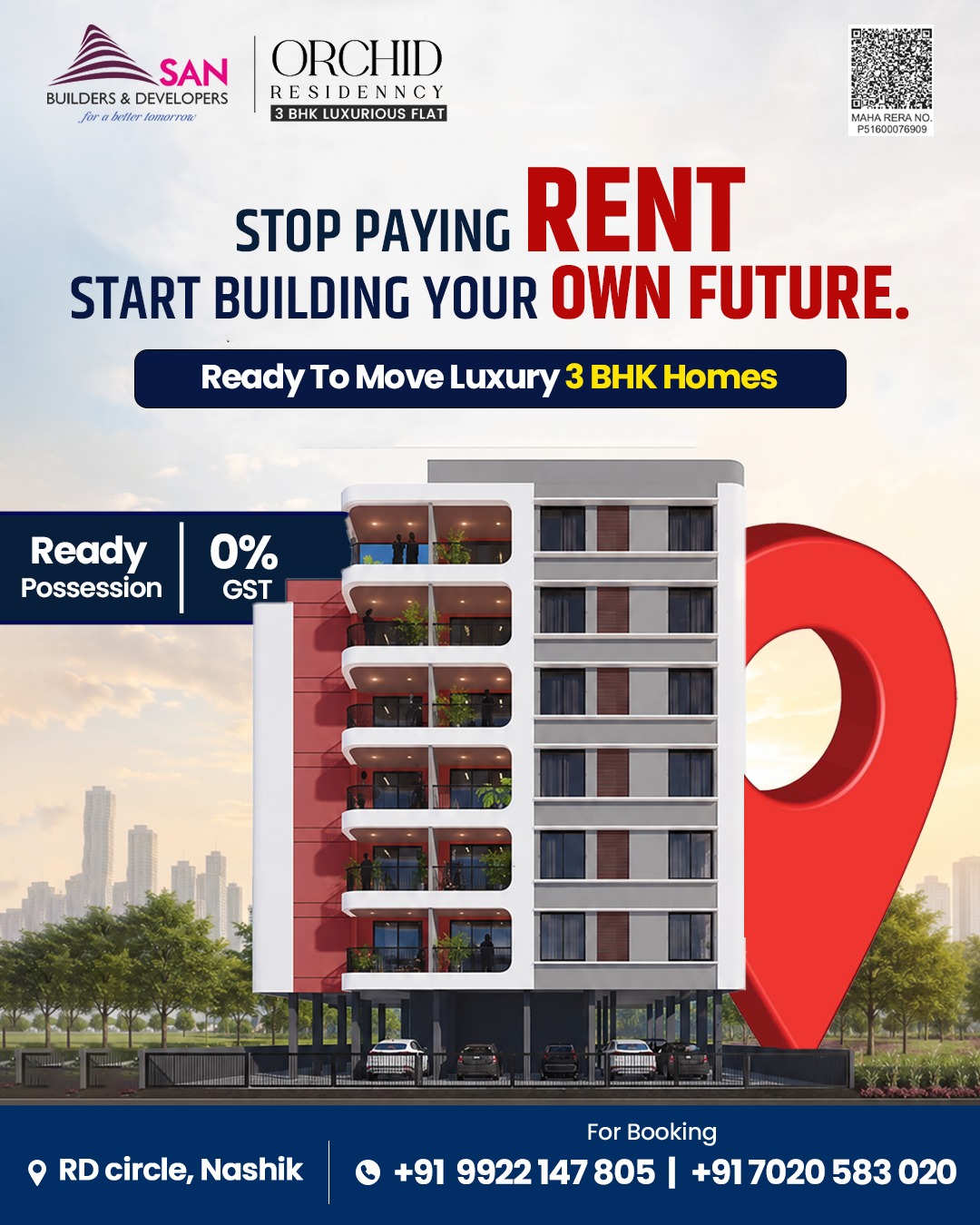 San Buildcom Facebook ad: तुमच्या कुटुंबासाठी परफेक्ट 3BHK घर, आजच बुक करा!