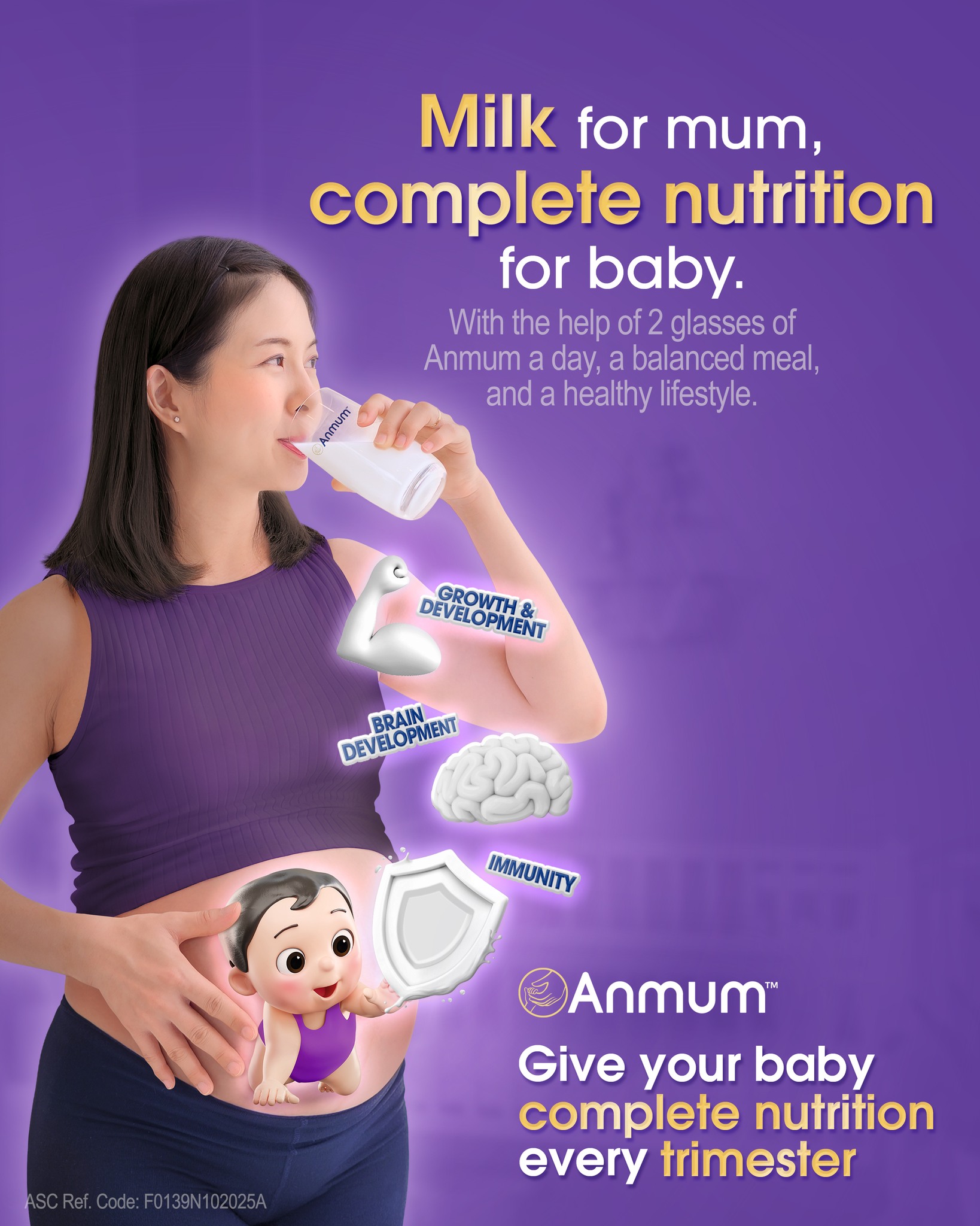 Anmum Mommy Circle Facebook ad: Milk for Mum, complete nutrition for baby.