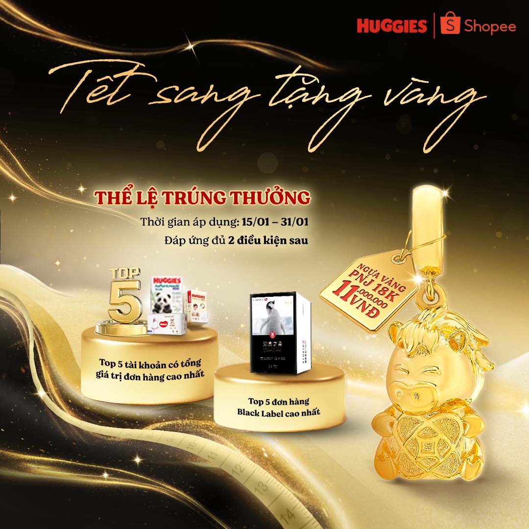Huggies Vietnam Facebook ad: ĐÓN DEAL TẾT SANG - CƠ HỘI TRÚNG CHARM NGỰA VÀNG 18K TẠI…