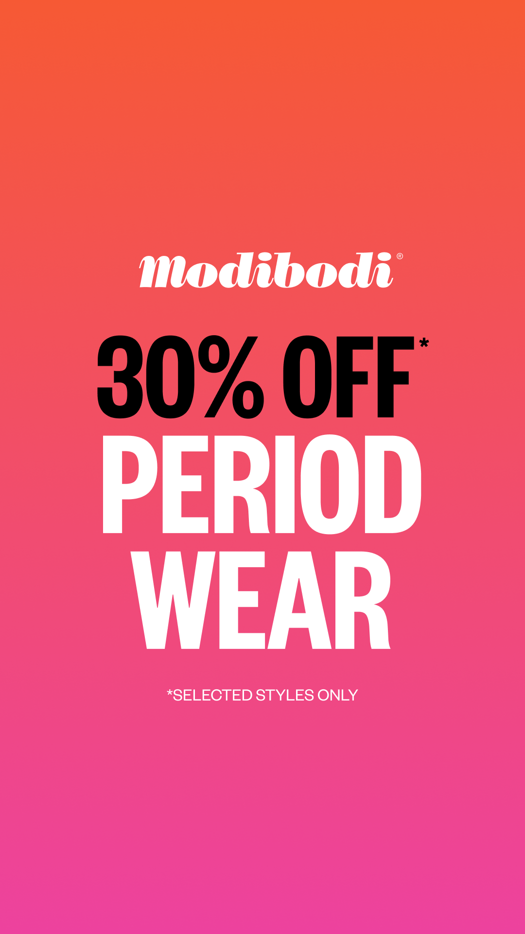 Modibodi Facebook ad: Save on bestselling period essentials