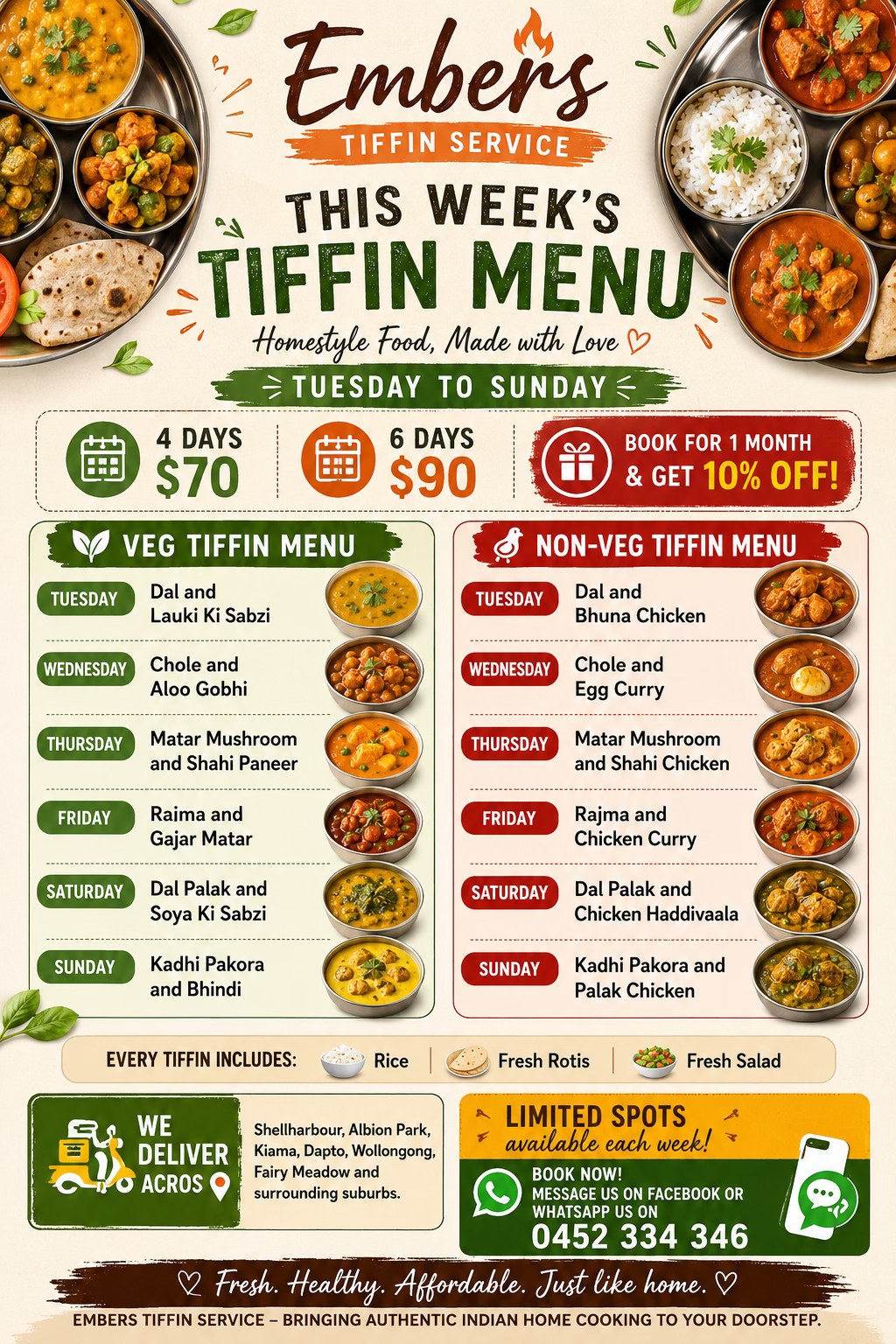 Embers Tiffin Service Facebook ad