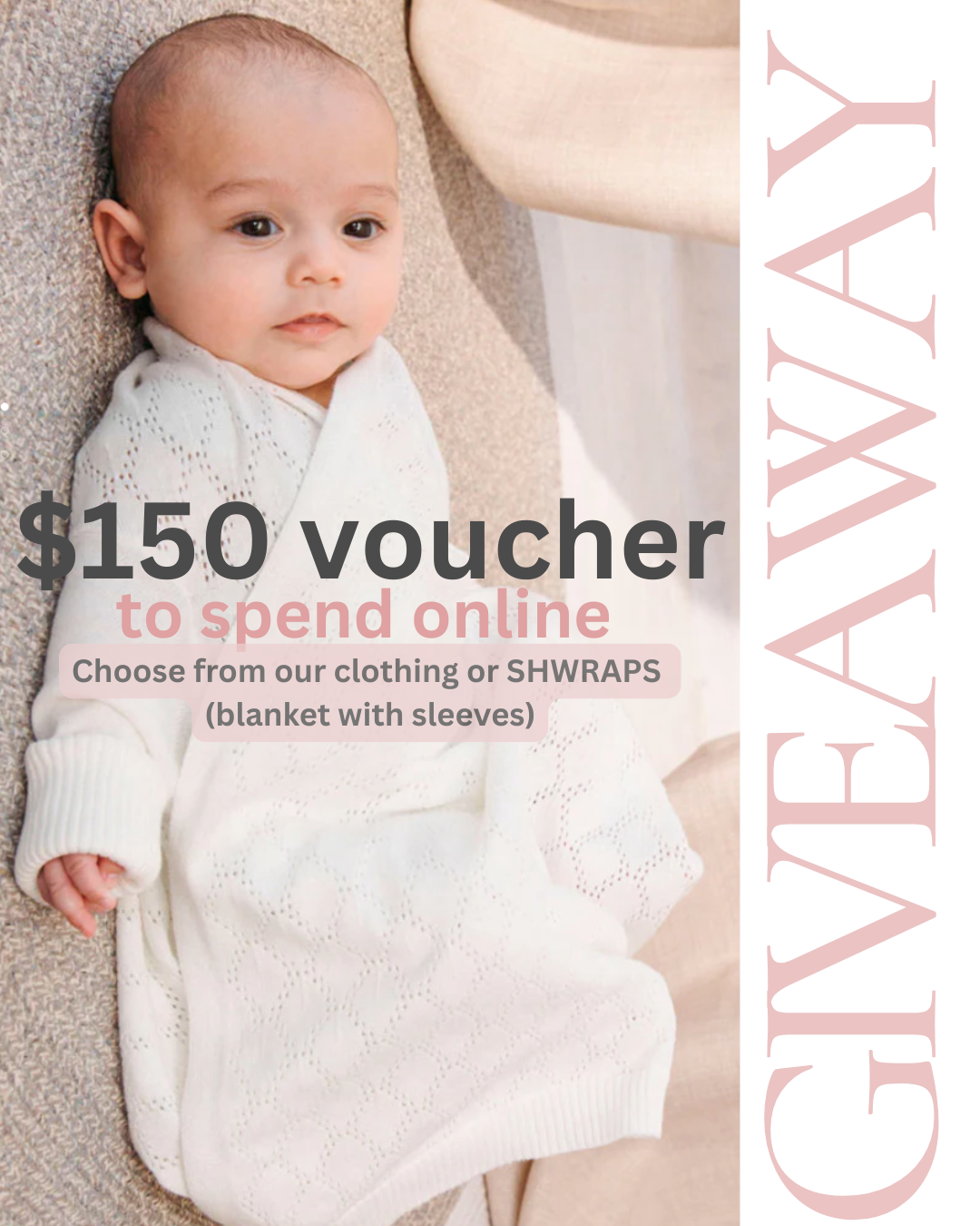 Jujo baby Facebook ad: WIN! A $150 voucher to spend on your baby
