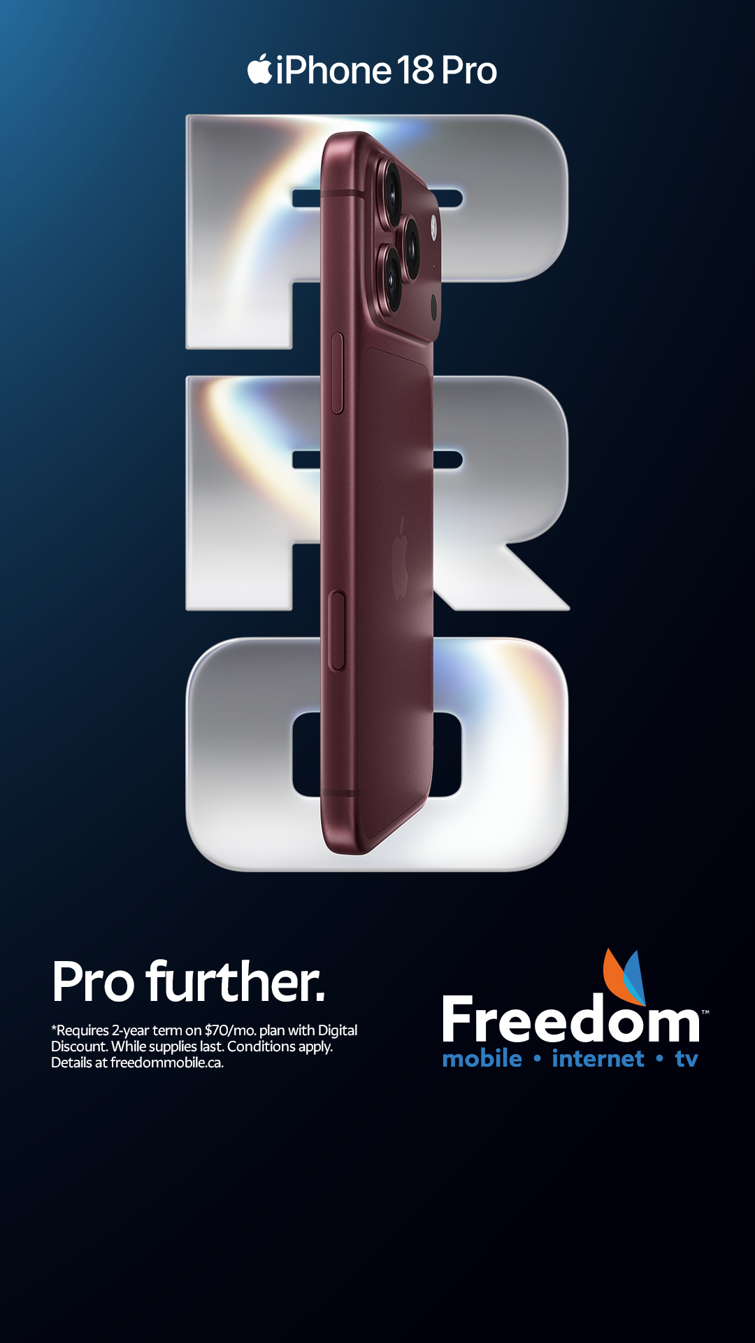 Freedom Mobile Facebook ad: Get yours today.