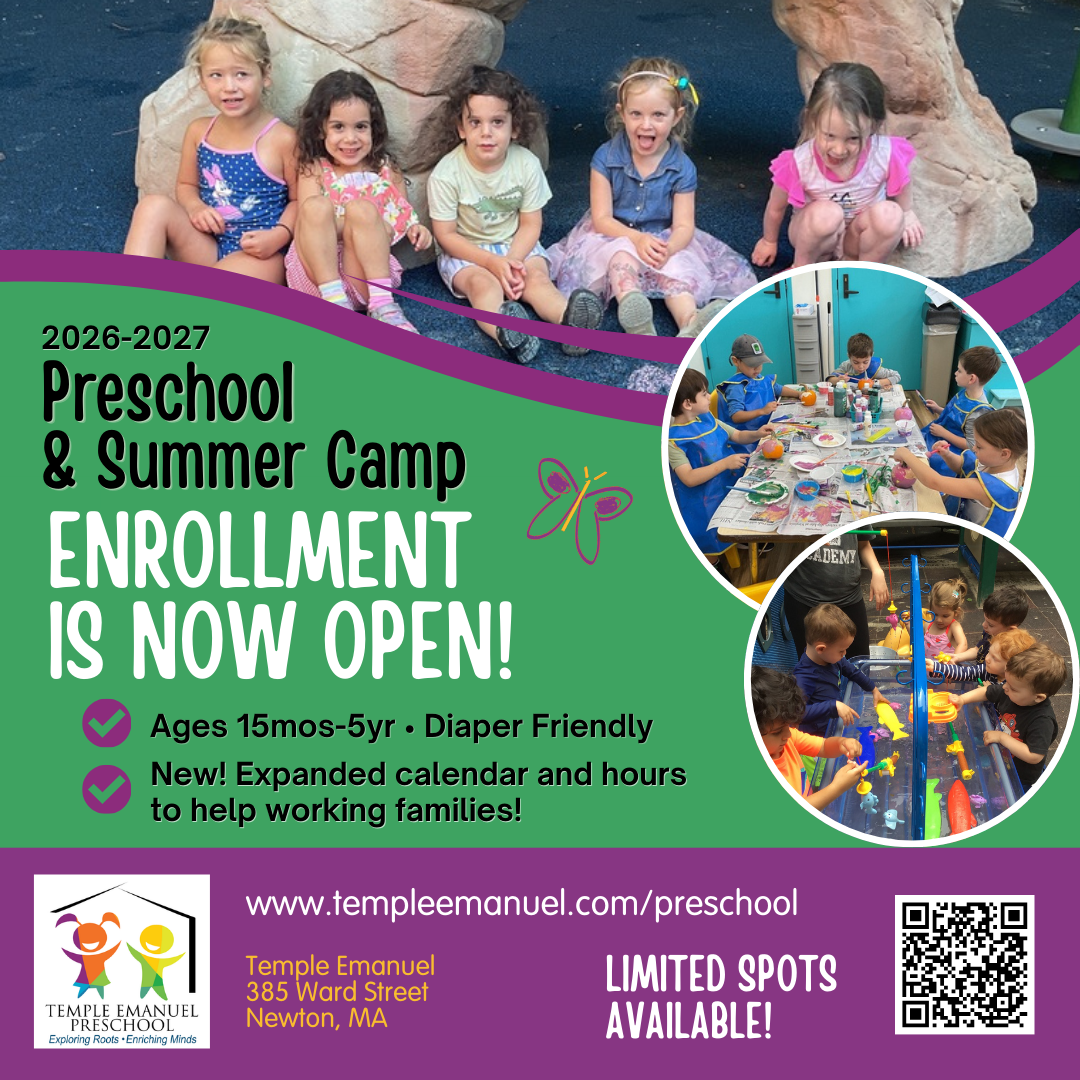 Temple Emanuel of Newton Facebook ad: Spots fill quickly-learn more and register today!