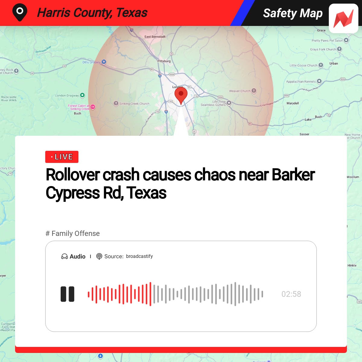 Harris County, TX Facebook ad: Breaking news from Harris County!