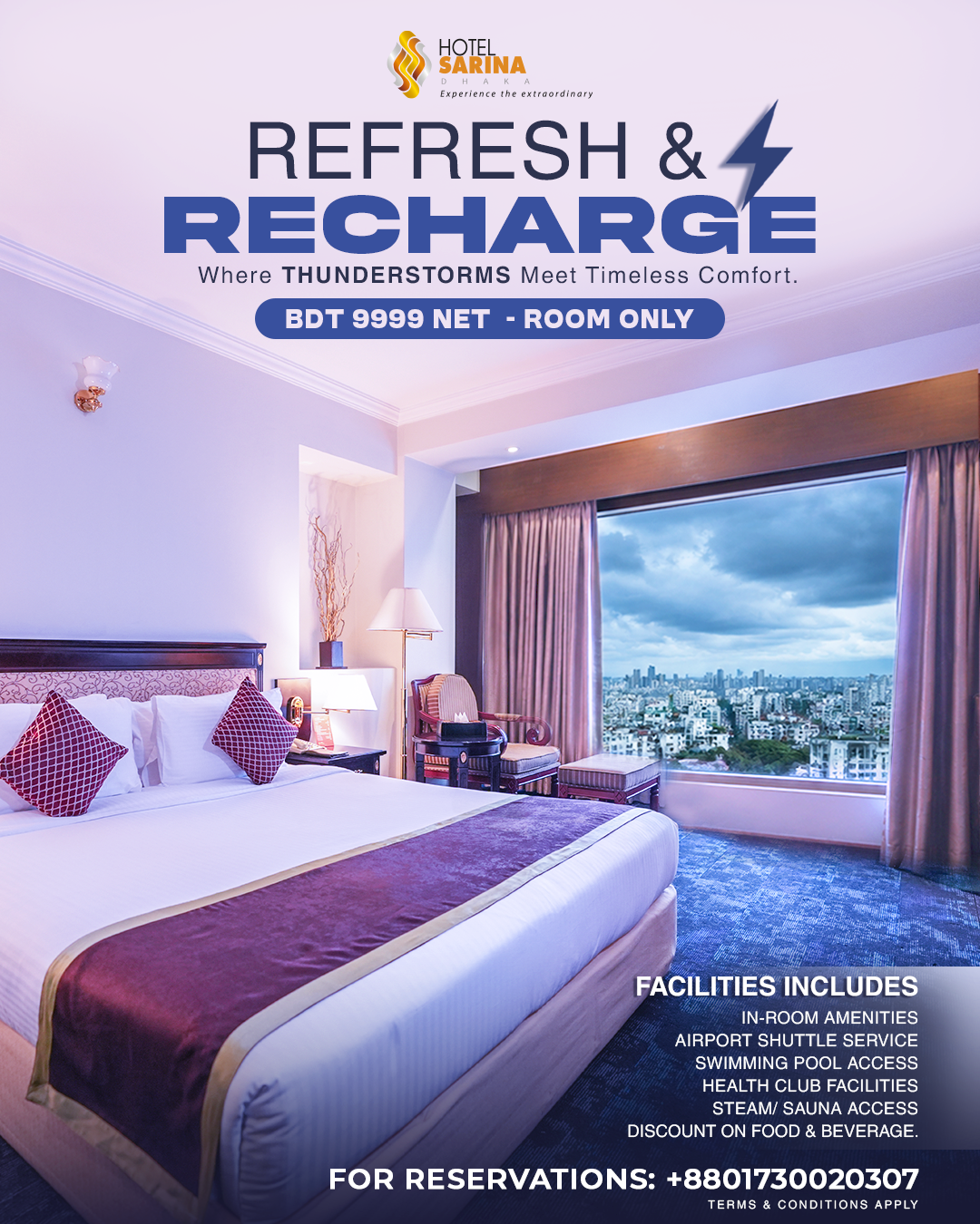 Hotel Sarina Dhaka Facebook ad: Turn rainy days into unforgettable stays
