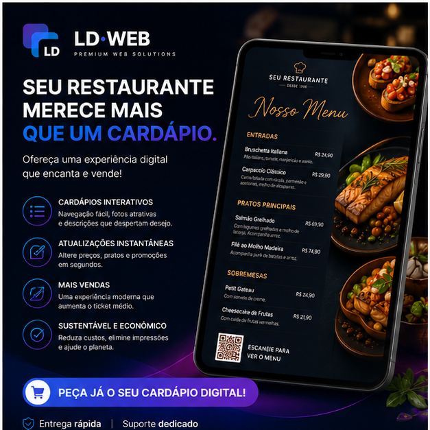 LD WEB solution Facebook ad: Modernize o Seu Negócio com um Menu Digital