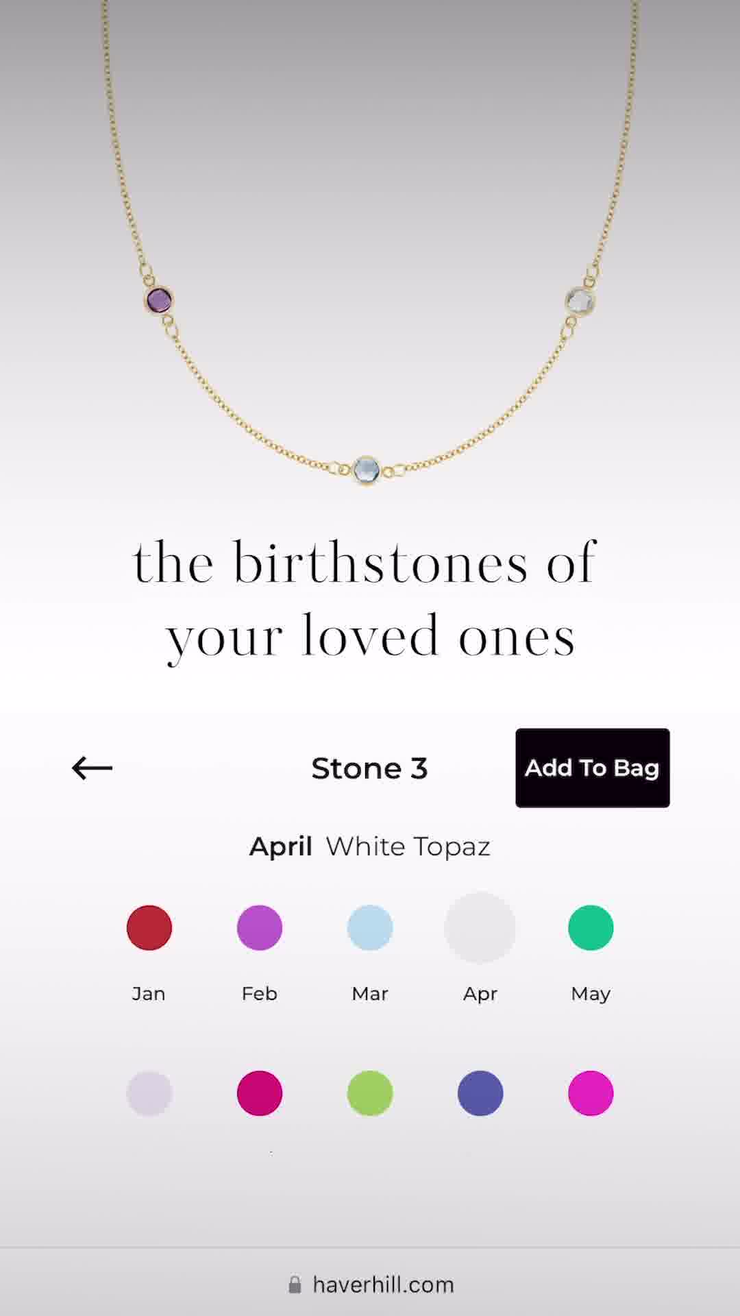 HAVERHILL Collection Facebook ad: Personalized 14k Gold Birthstone Jewelry