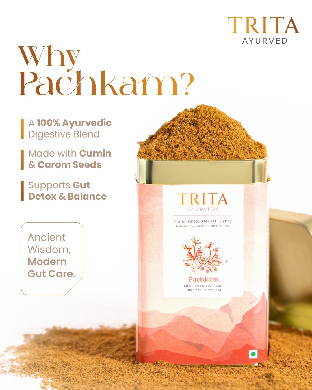 Trita Ayurved Facebook ad: Feel bloated after every meal?