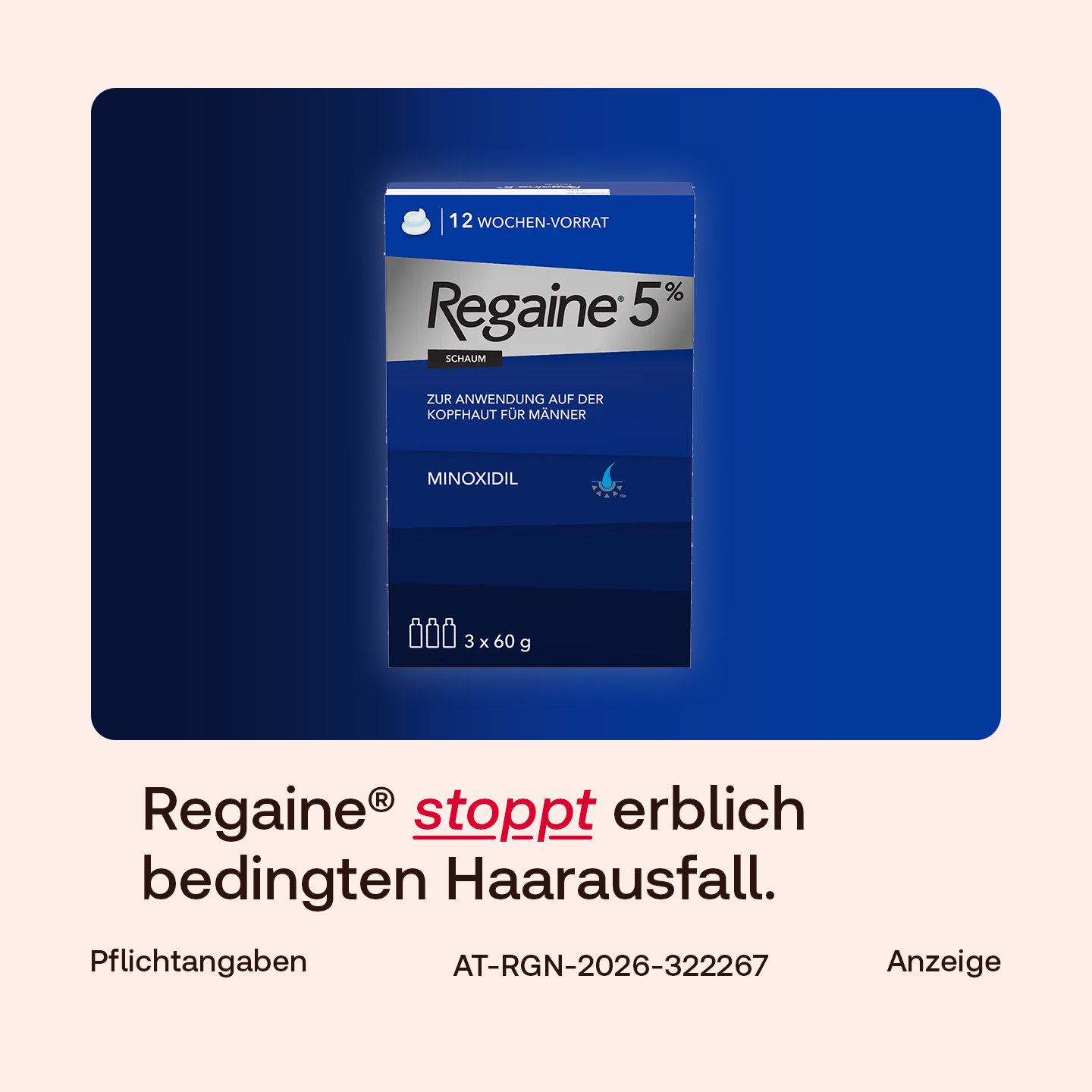 shop-apotheke.at Facebook ad: Regaine jetzt günstig bestellen und sparen!