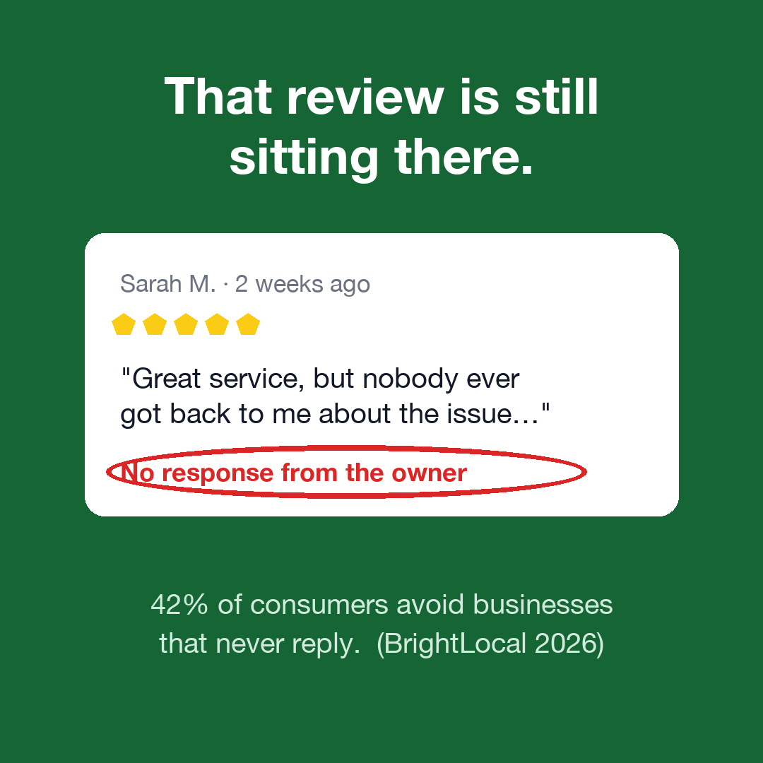 ReviewDesk Facebook ad: That review is still sitting there.