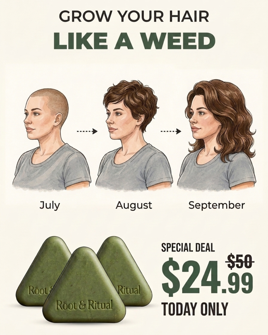 Everyday Hair Care Facebook ad: 60 Seconds On Your Scalp. 0 In Your Bloodstream.
