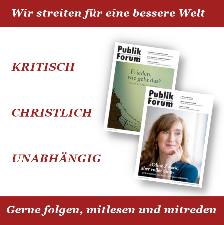 Publik-Forum Facebook ad: Redaktionell mit Schwerpunkt auf kirchlichen, religiösen…