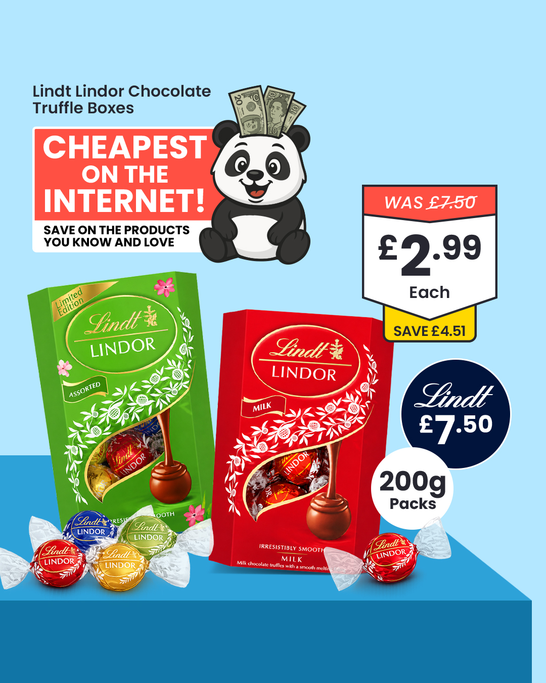 pricepanda.co.uk Facebook ad: Lindt Chocolate Just £2.99!