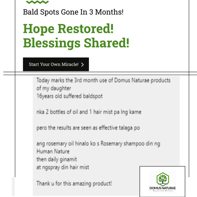 Domus Naturae Ph Facebook ad: SAY GOOD BYE TO HAIR LOSS