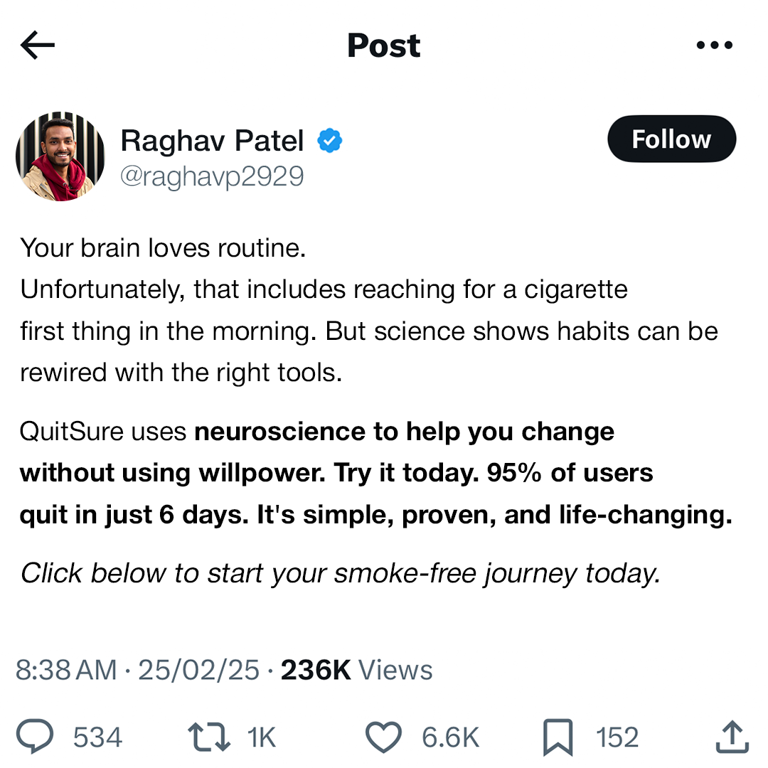 QuitSure - Quit Smoking Smartly Facebook ad
