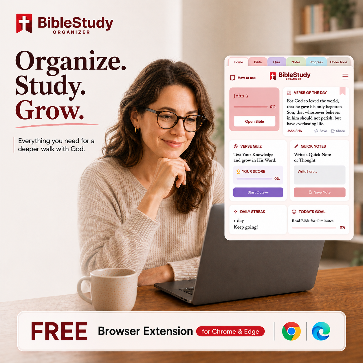 Bible Study Organizer Facebook ad: Organize Your Bible Study in One Place
