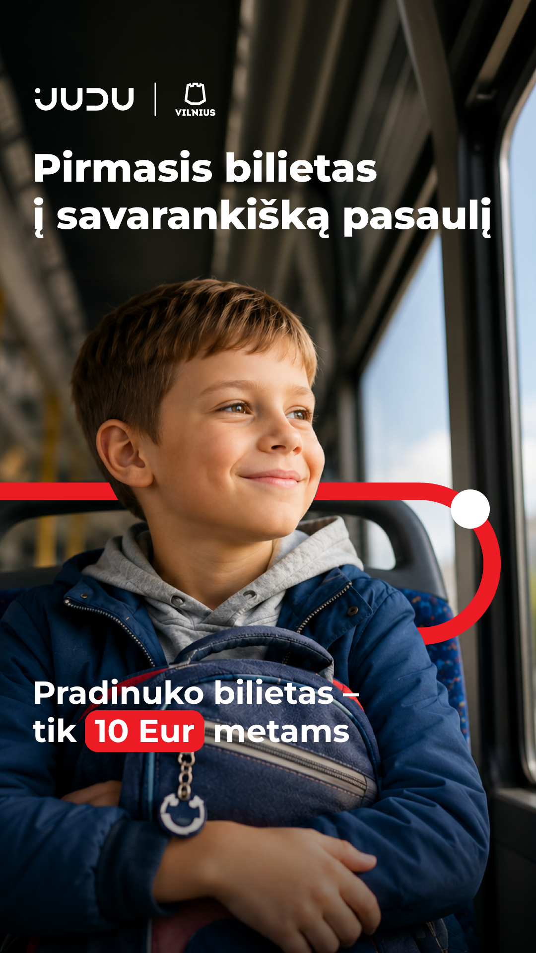 JUDU - Susisiekimo paslaugos Facebook ad: Vienas bilietas, visiems mokslo metams